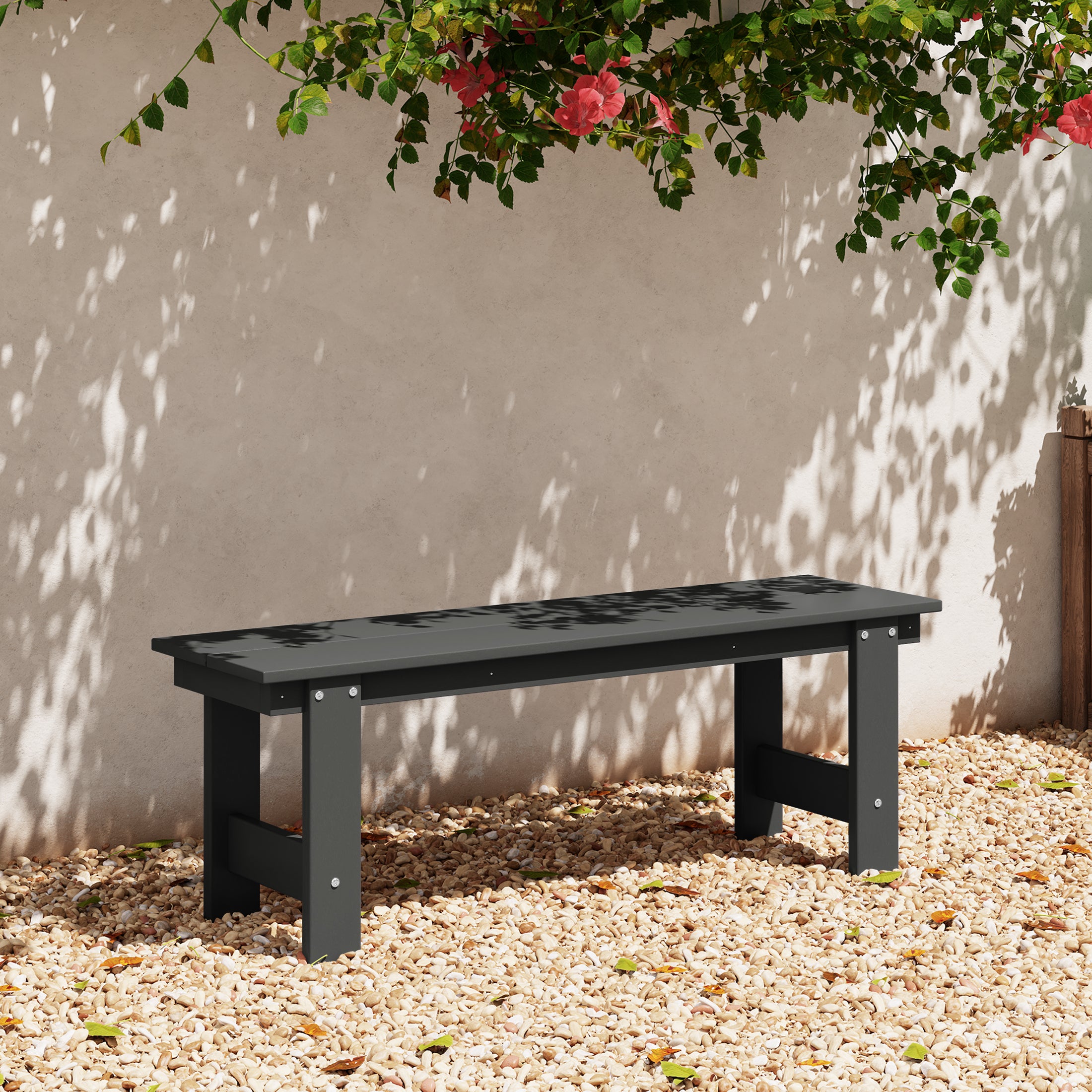 Palms Outdoor HDPE 48" Modern Backless Patio Bench