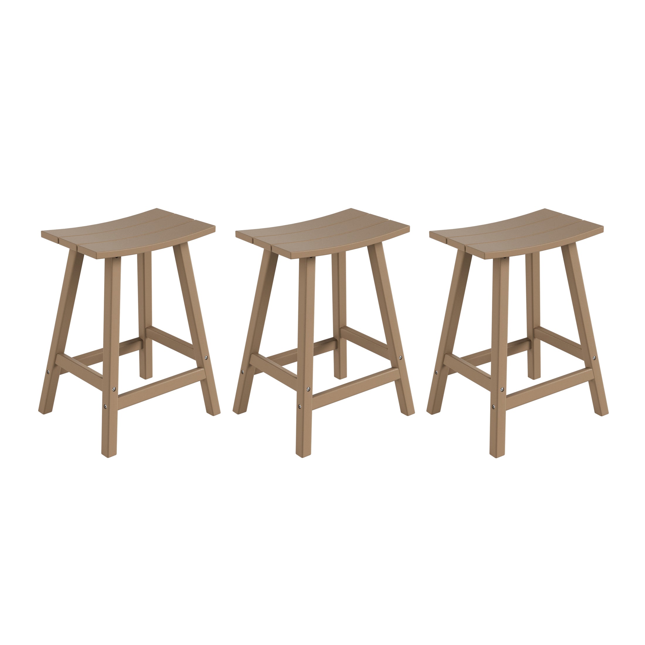 Paradise 24 Inch Counter High Saddle Stools (Set of 3)