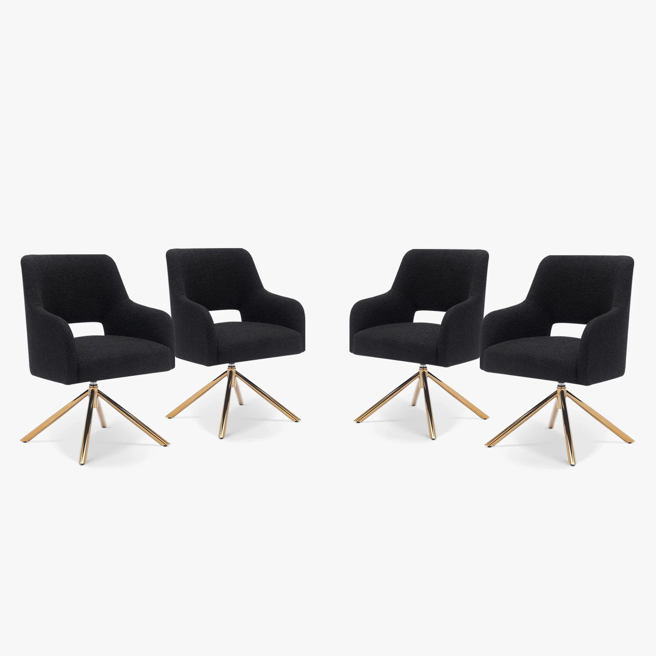 Amélie Mid-Century Modern Wide Boucle Swivel Accent Arm Chair (Set of 4)