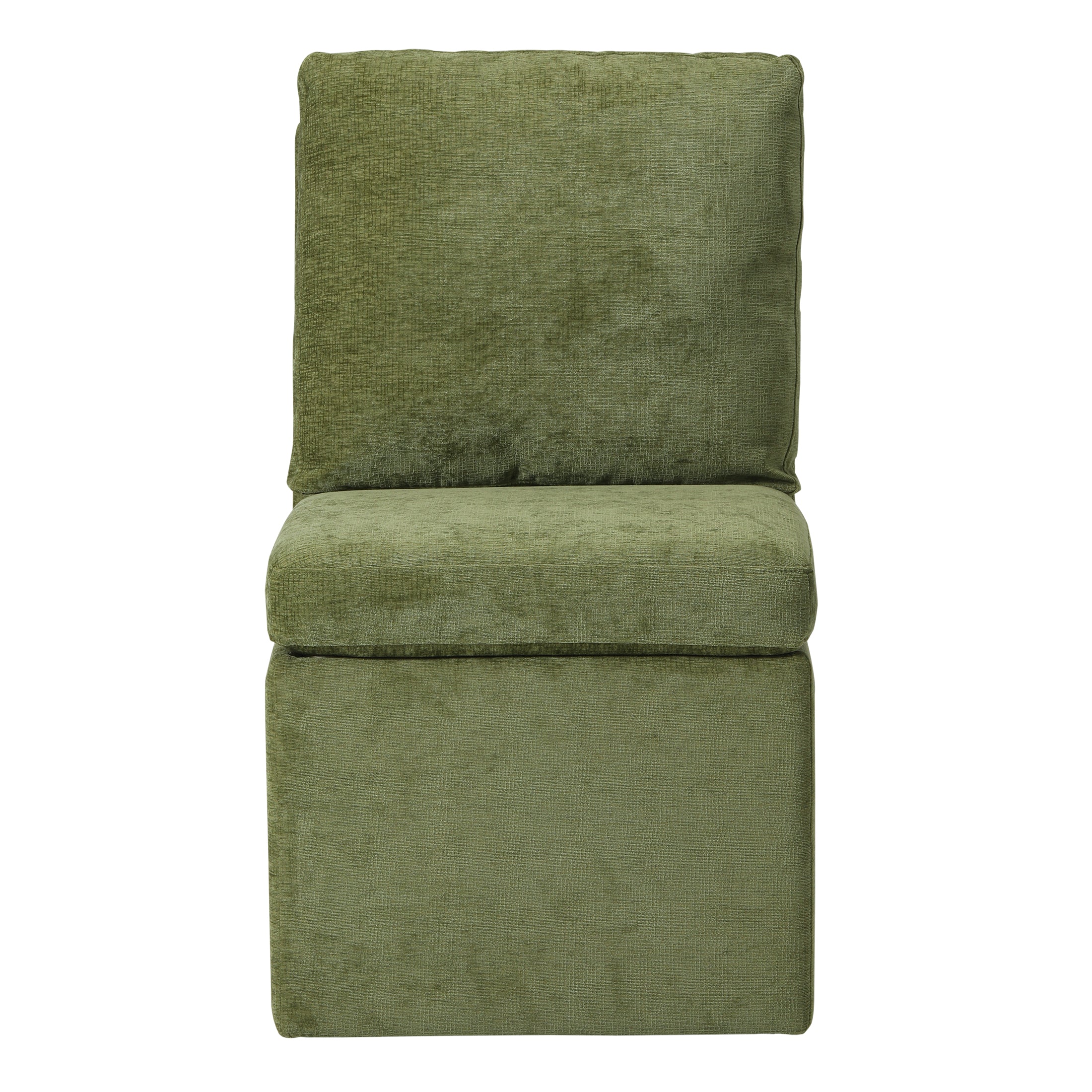 Danburry Modern Upholstered Chenille Armless Dining Chairs With Casters