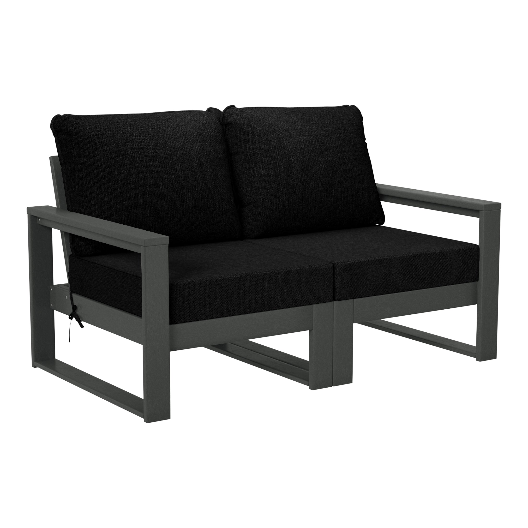 Rockaway Outdoor HDPE All-Weather Modern Patio Loveseat with Waterproof Cushions