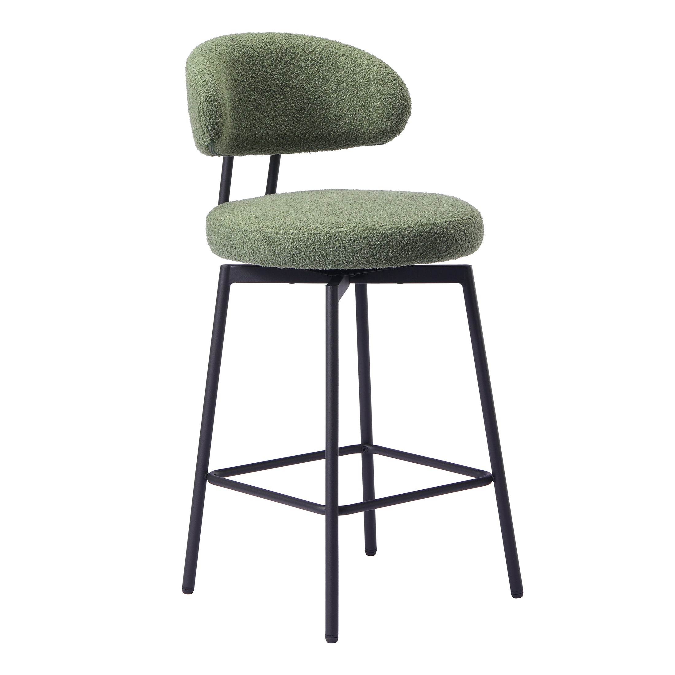 Celine Modern Upholstered Sherpa Fabric Counter Height Bar Stools with Back (Set of 2)