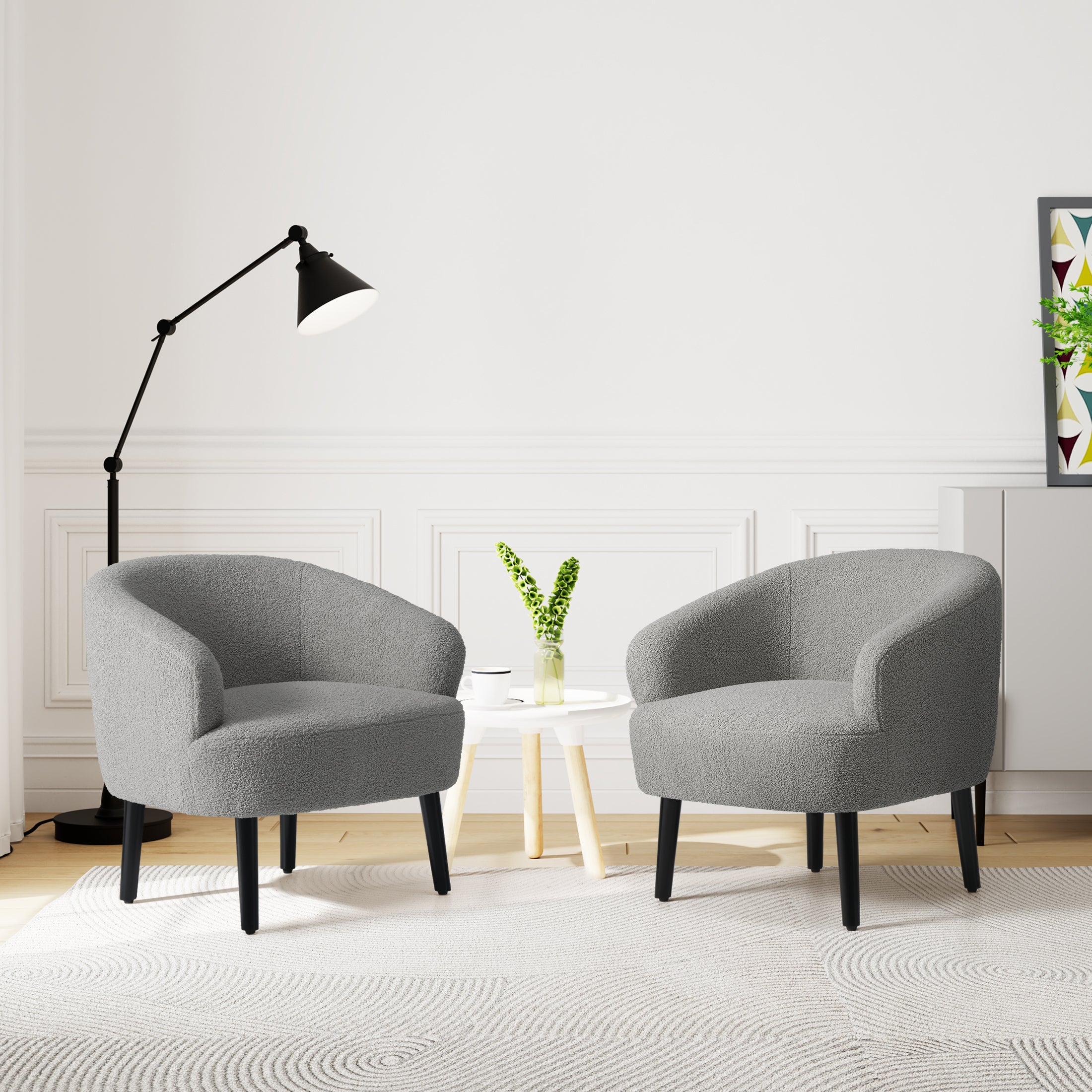 Celine 29" Wide Mid Century Modern Club Barrel Accent Armchair, Set of Two