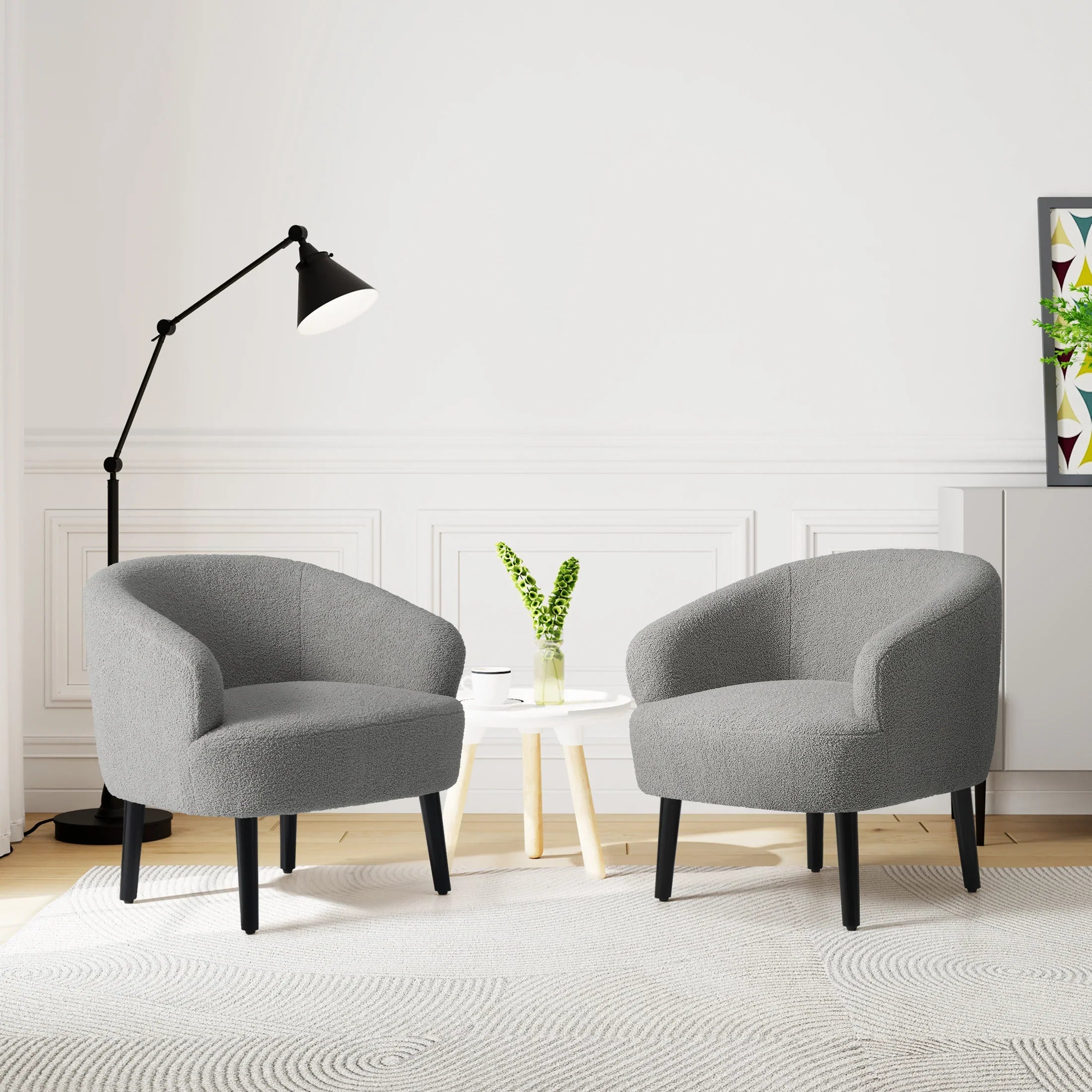 Celine 29" Wide Mid Century Modern Club Barrel Accent Armchair, Set of Two