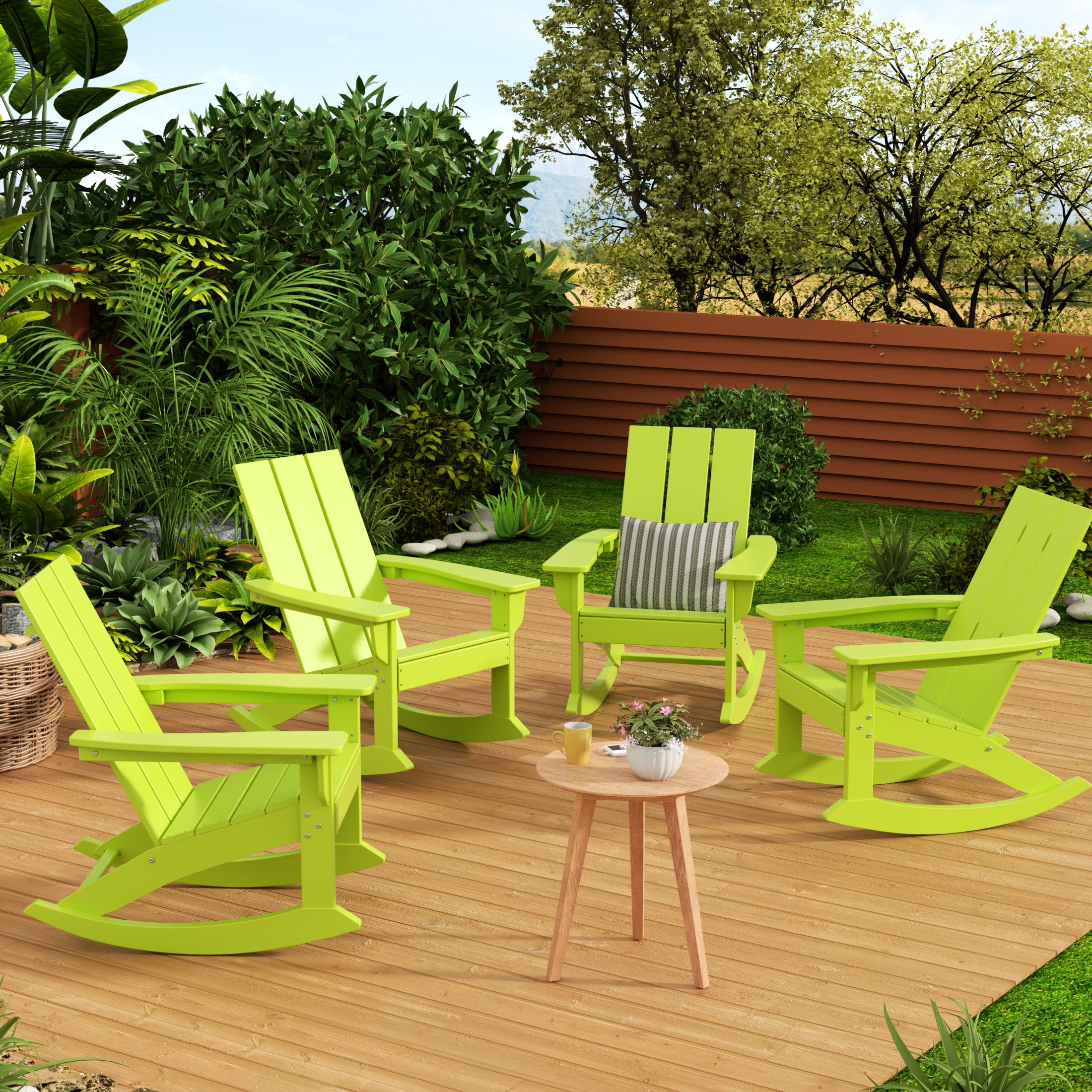 Palms Outdoor Patio Modern Adirondack Rocking Chair (Set of 4)