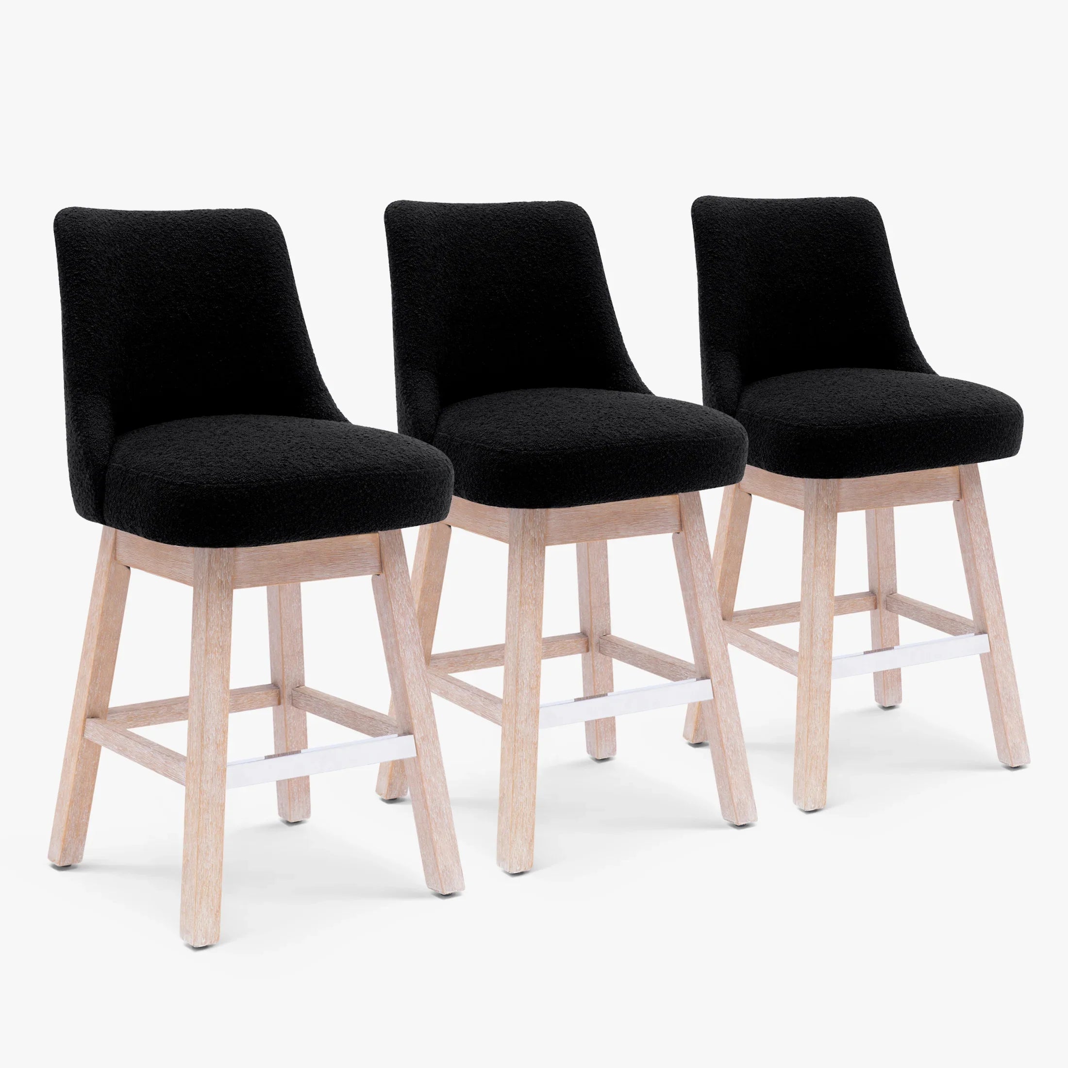 Amélie 26" Upholstered Swivel Counter Height Bar Stools (Set of 3)