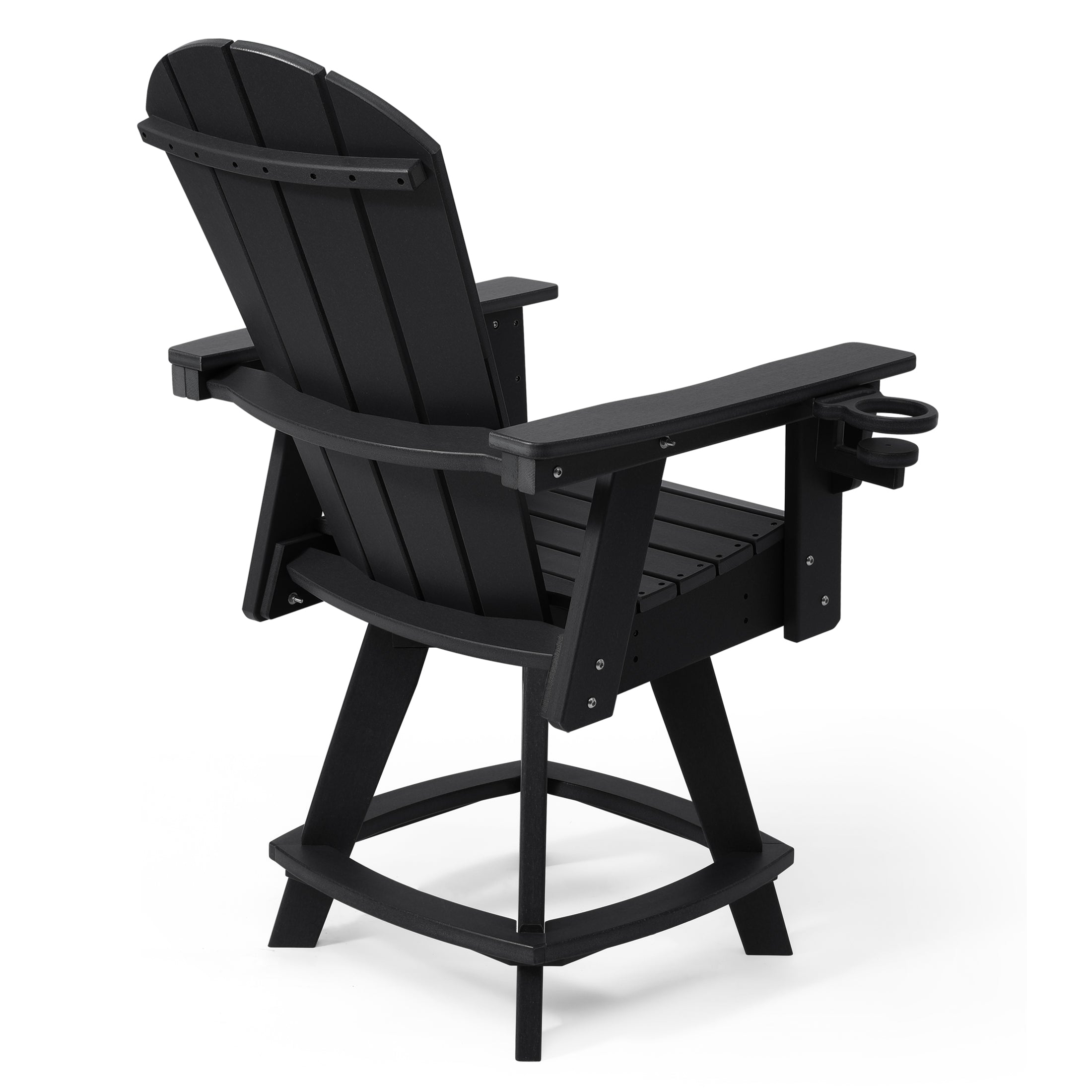 Paradise Outdoor HDPE Adirondack Swivel Counter Height Bar Chair With Cup Holder