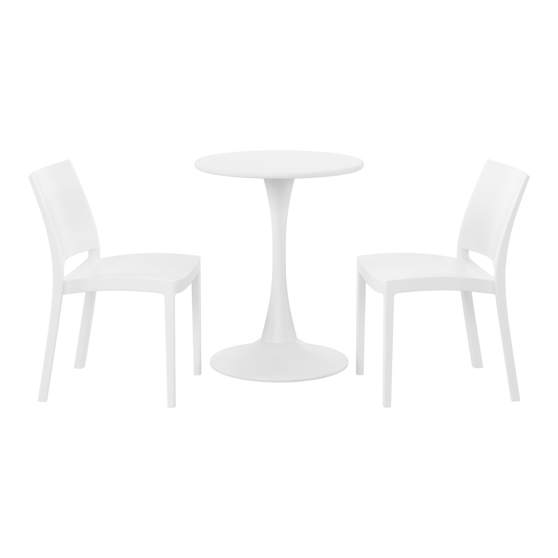 Sunshine 3-Piece Outdoor Round Metal Patio Dining Table Set With Stackable Patio Dining Side Chairs