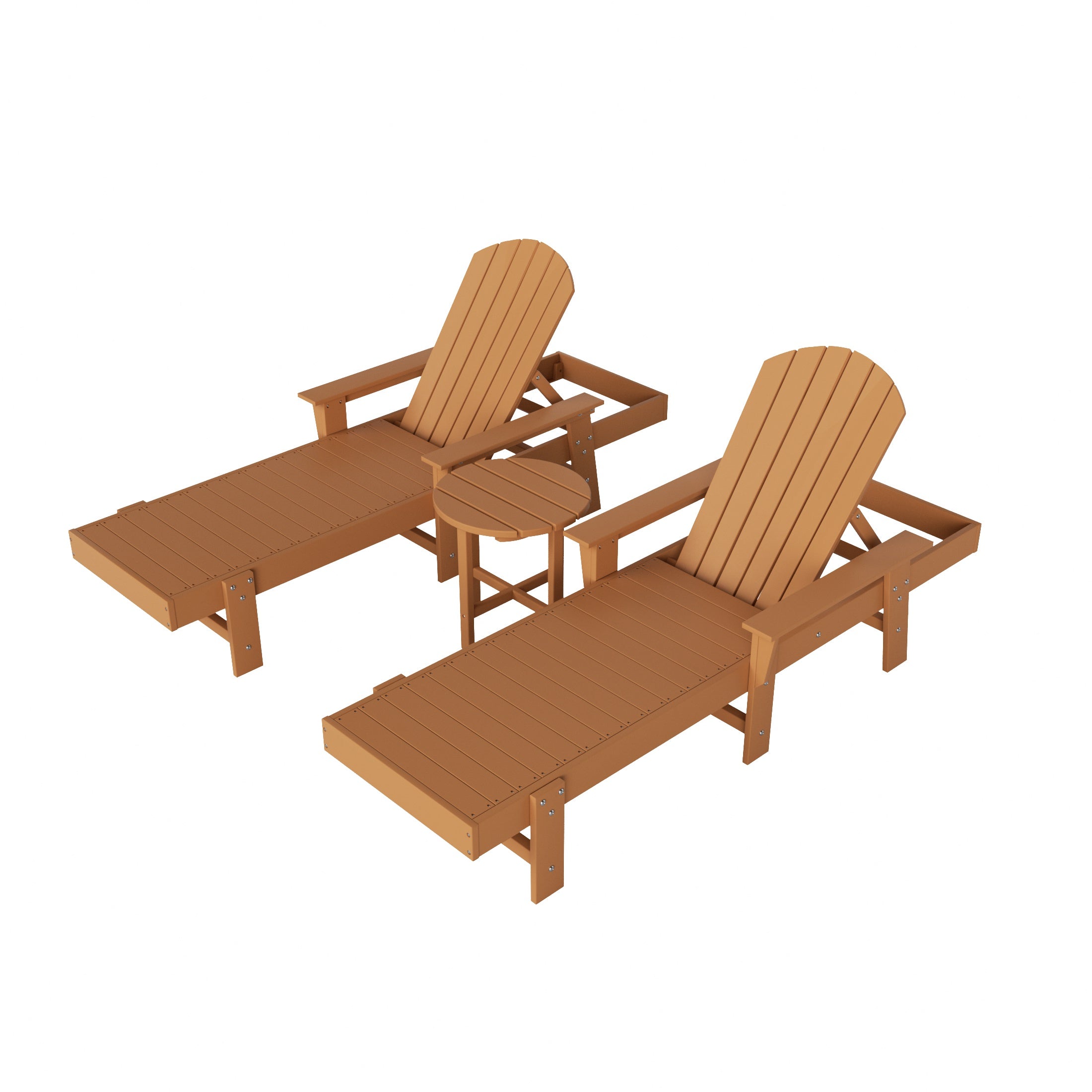Portside 3 Piece Adirondack Poly Reclining Chaise Lounge With Arms