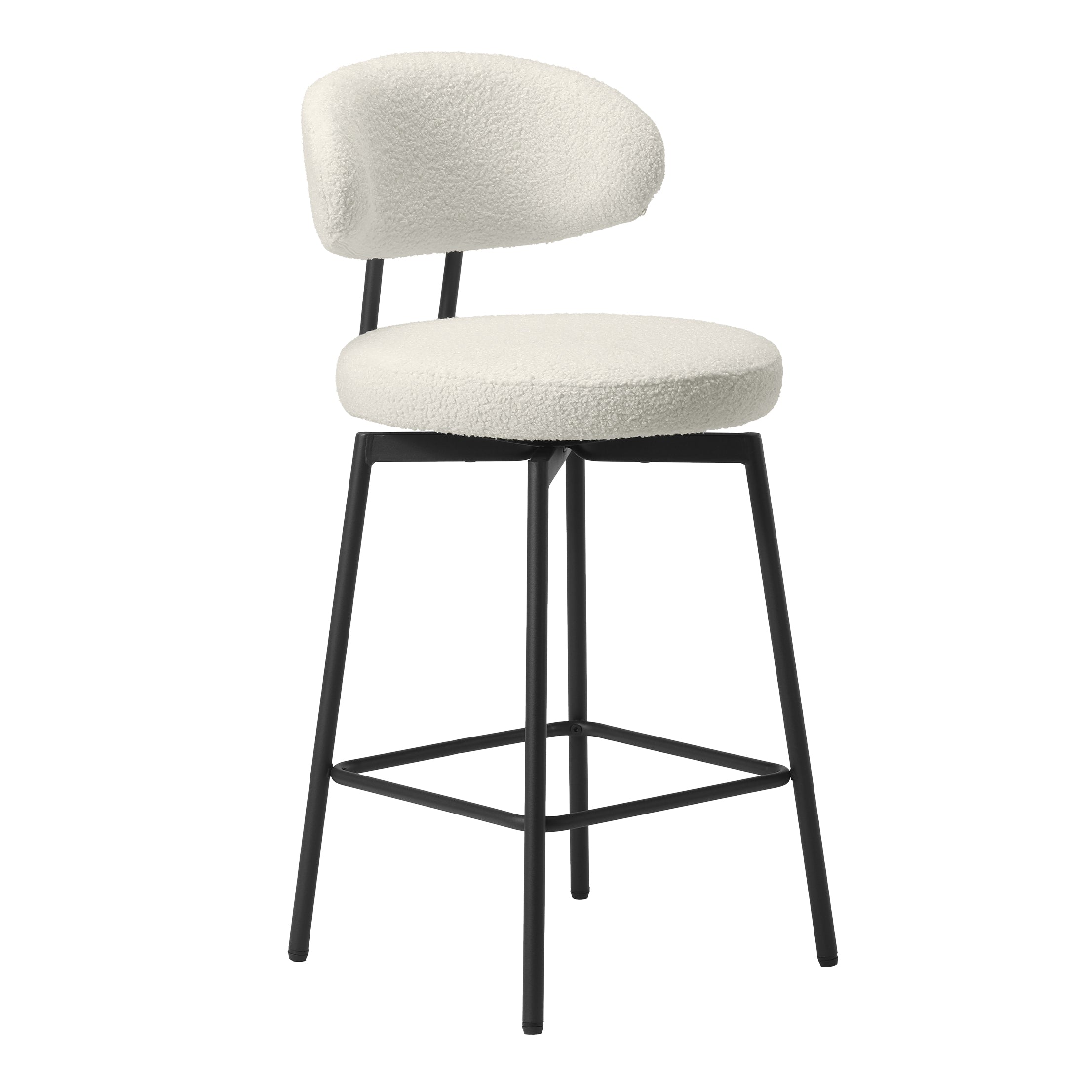 Celine Modern Upholstered Sherpa Fabric Counter Height Bar Stools with Back (Set of 2)