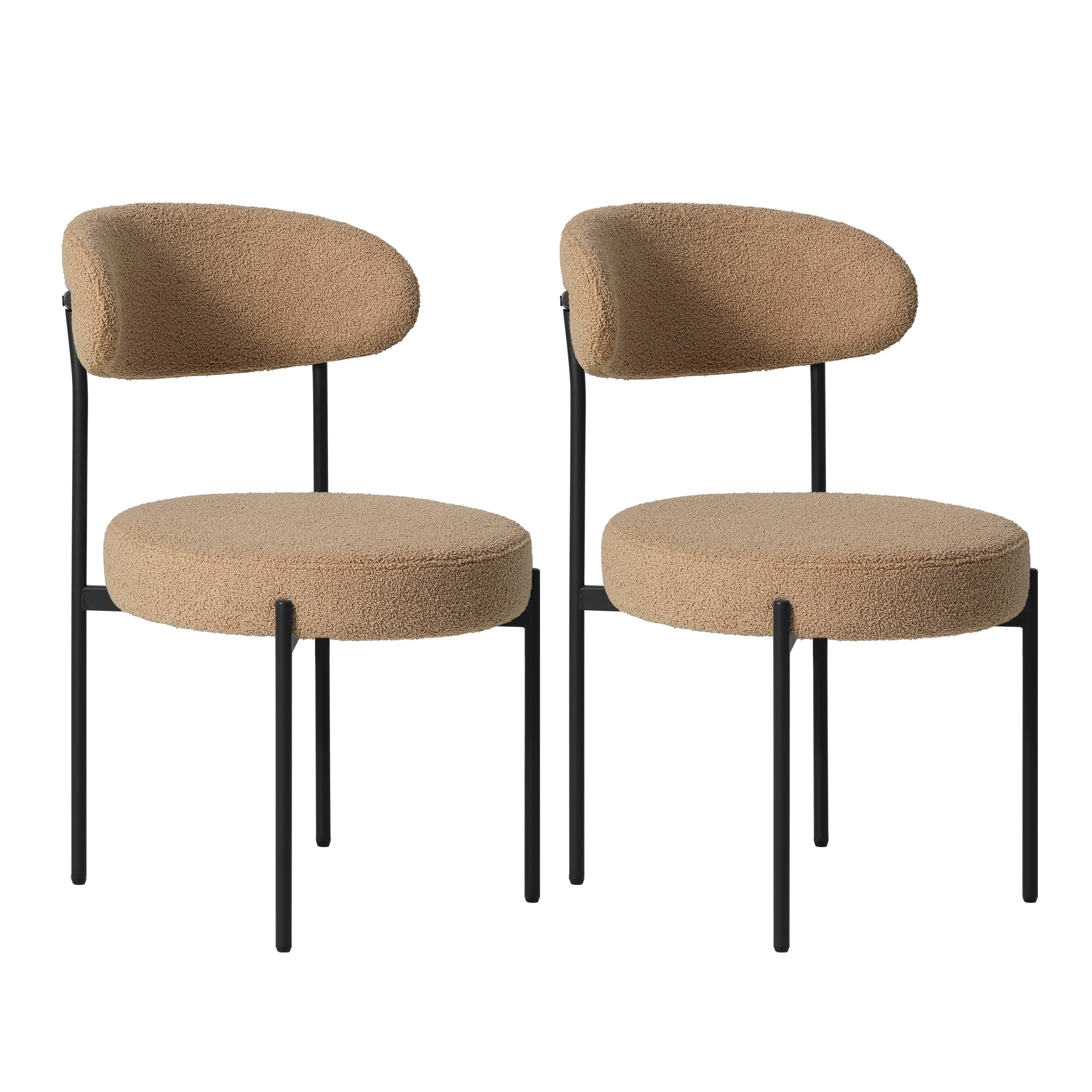 Celine Mid-Century Modern Upholstered Sherpa Round Dining Chairs (Set of 2)
