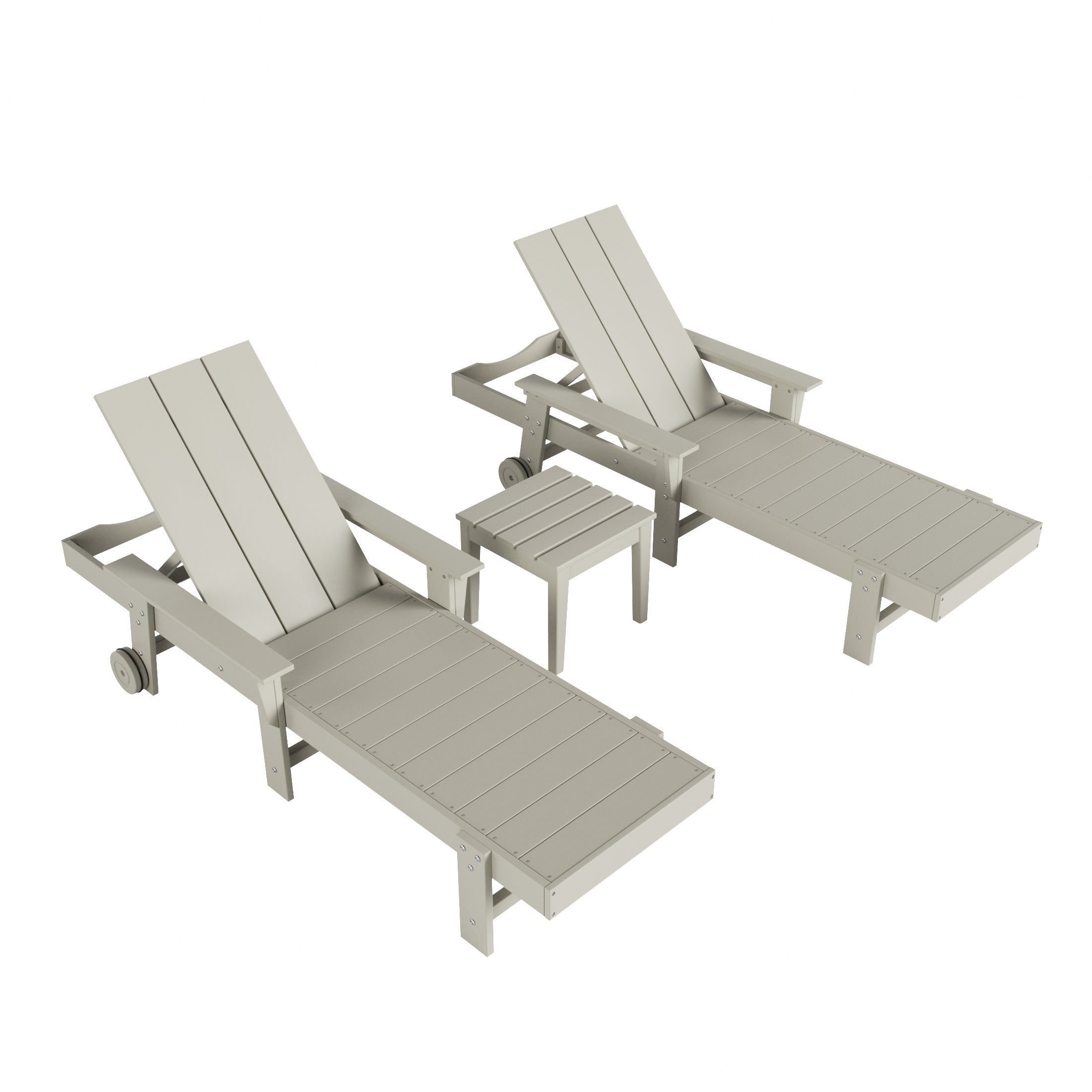 Palms Modern Poly Reclining Chaise Lounge Set with Side Table