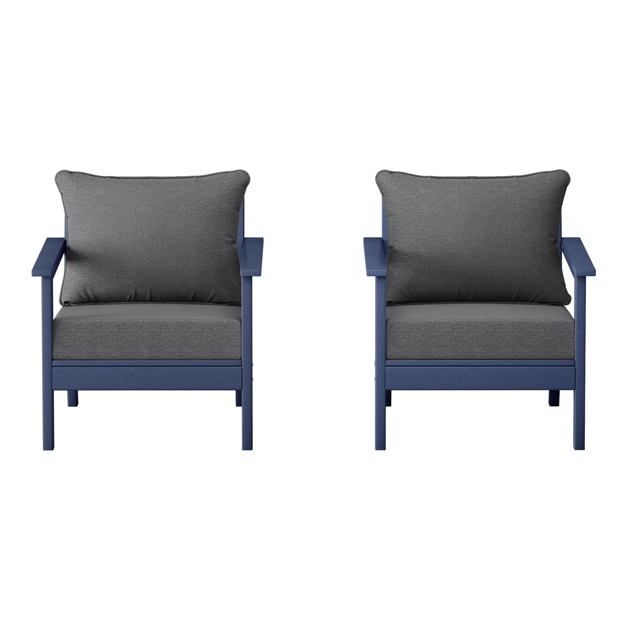 Portsmouth Outdoor Modern HDPE Patio Club Chairs with Deep Seat Cushions (Set of 2)