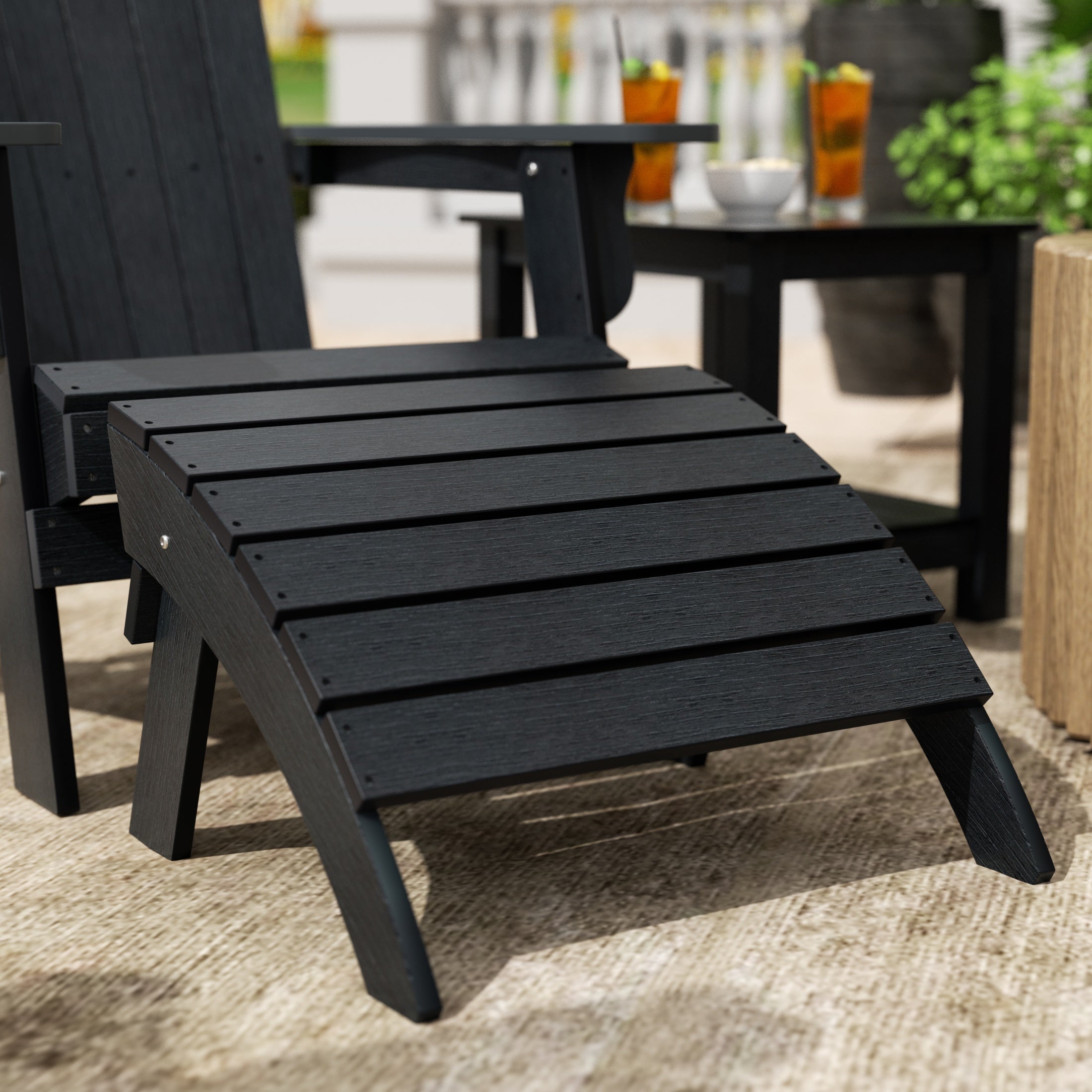 Florence Outdoor Patio All-weather Modern Folding Ottoman