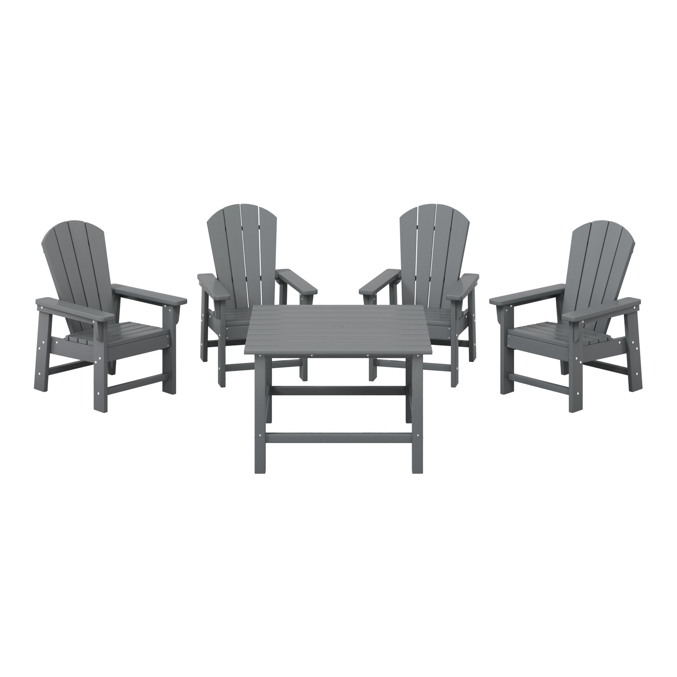 Paradise Kids 5-Piece HDPE Outdoor Square Patio Dining Table and Chairs Set