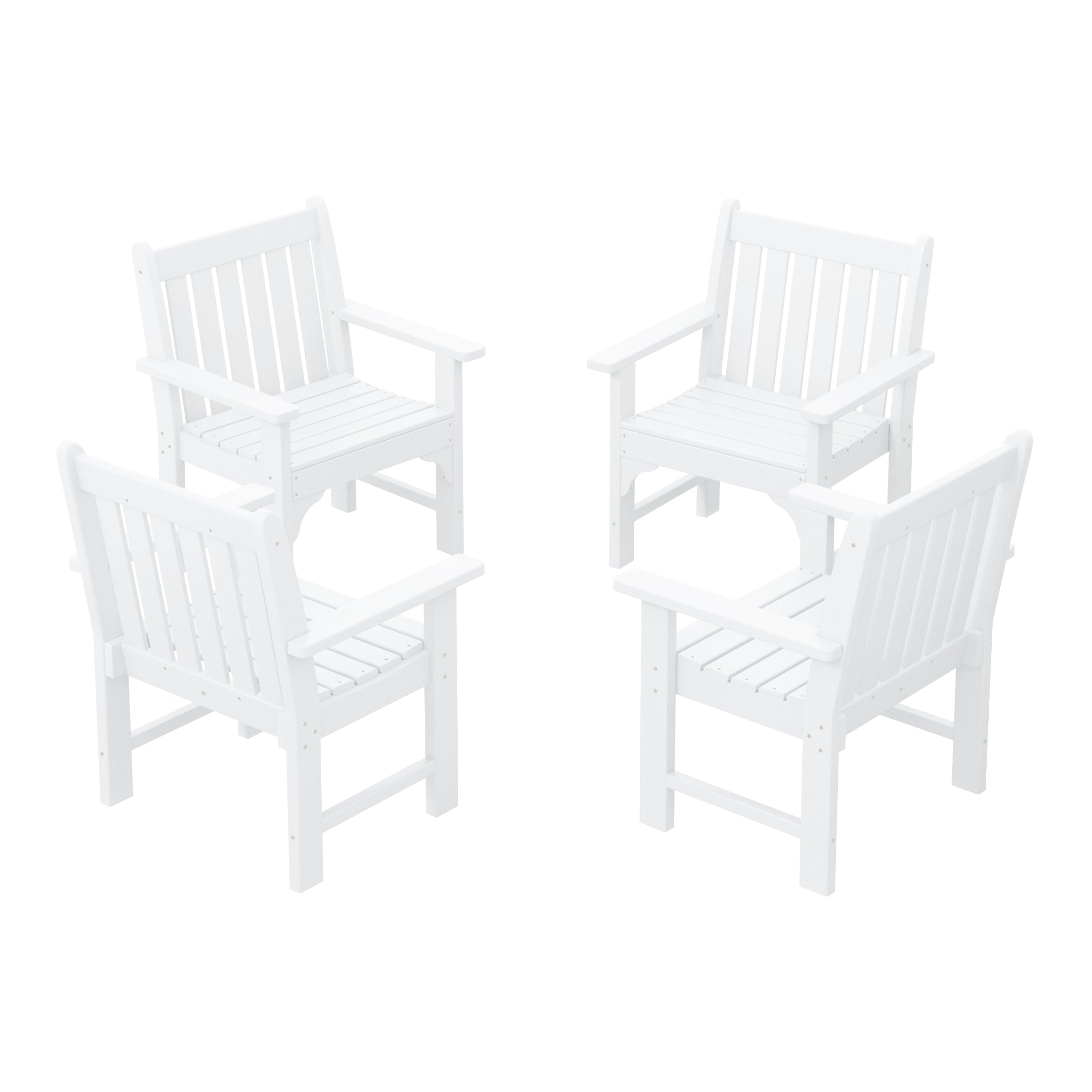 Paradise Outdoor Patio HDPE Adirondack Dining Arm Chairs (Set of 4)