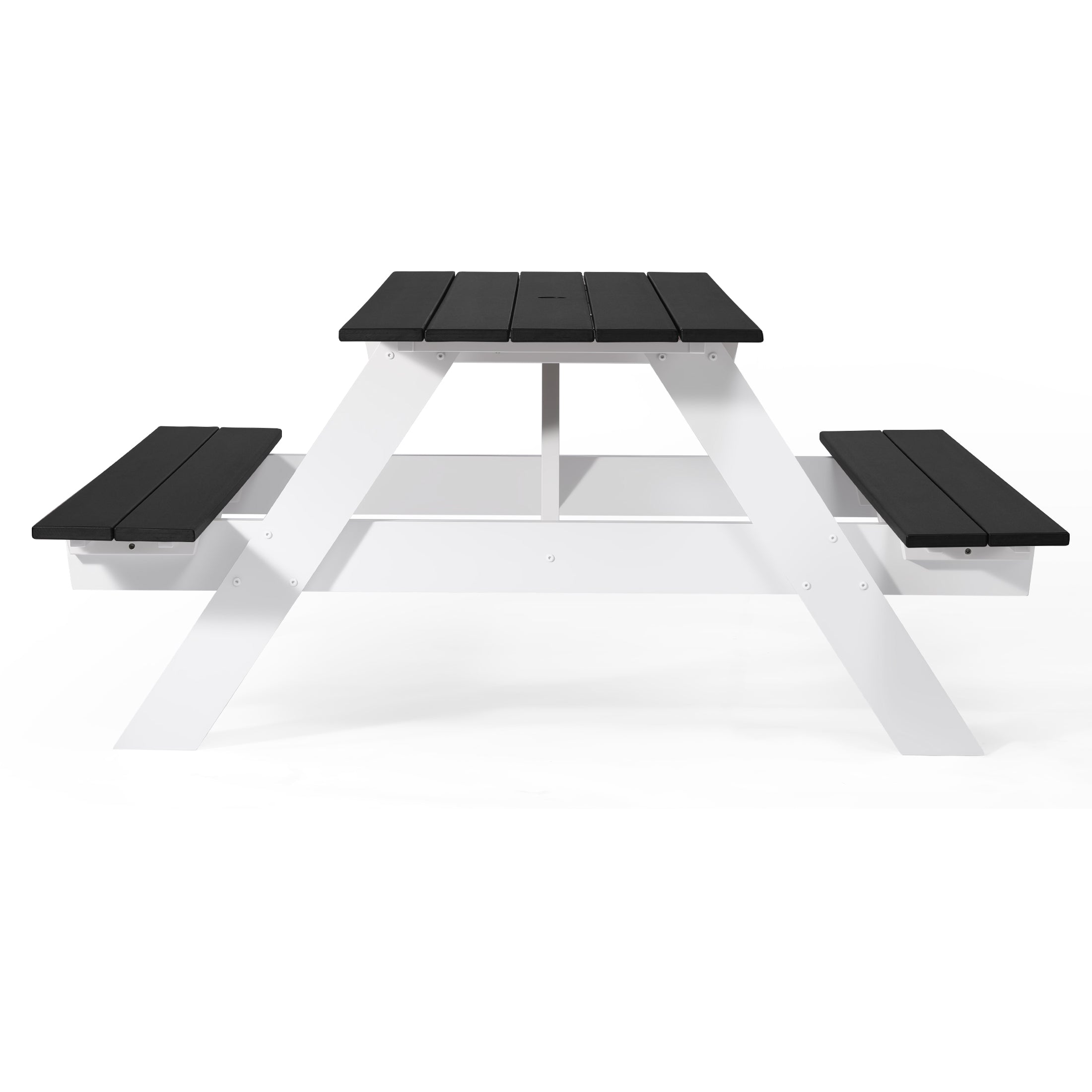 Macon Outdoor 70" HDPE Plastic Picnic Table Bench With Umbrella Hole
