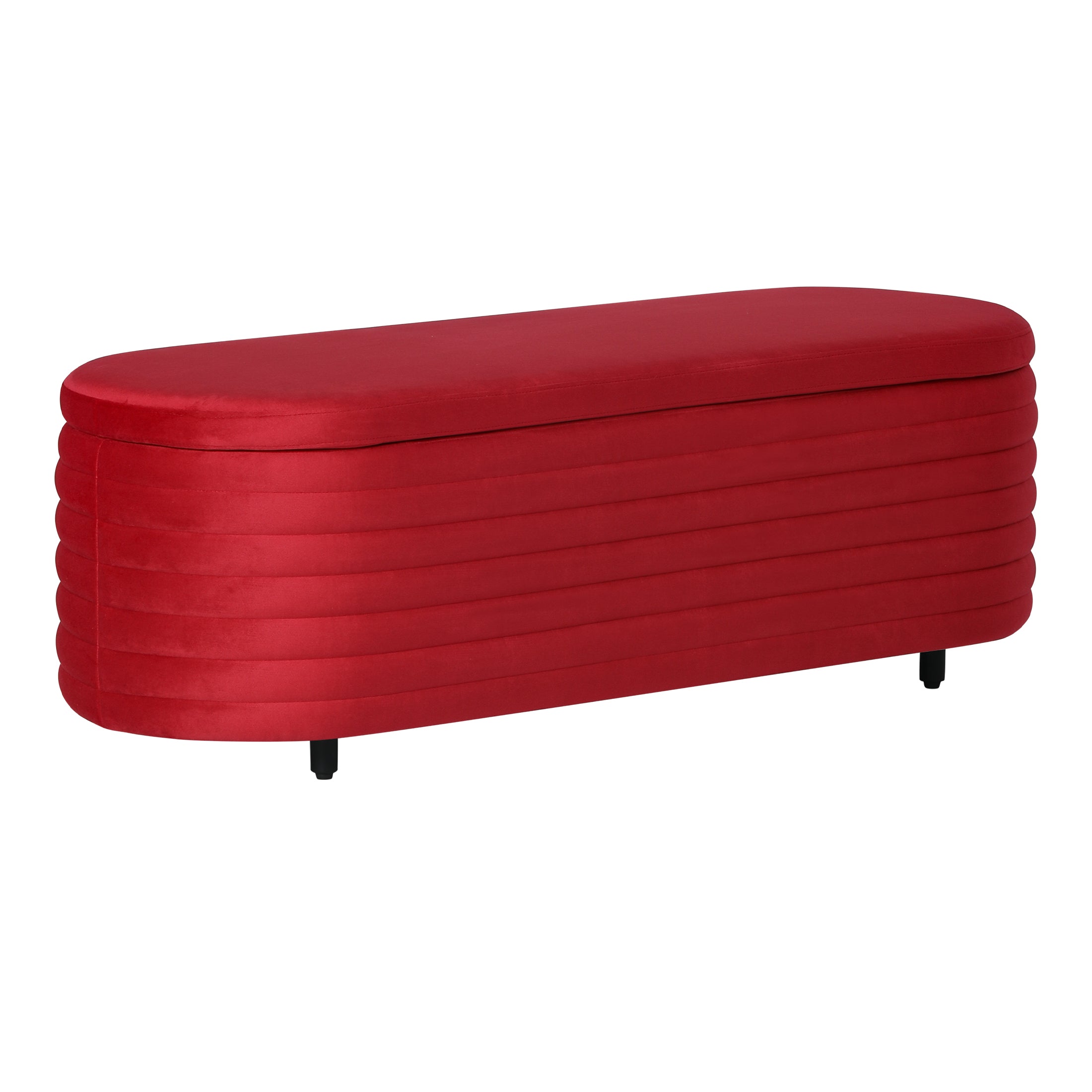 Alaia 54" Wide Mid-Century Modern Upholstered Velvet Tufted Oval Storage Ottoman Bench