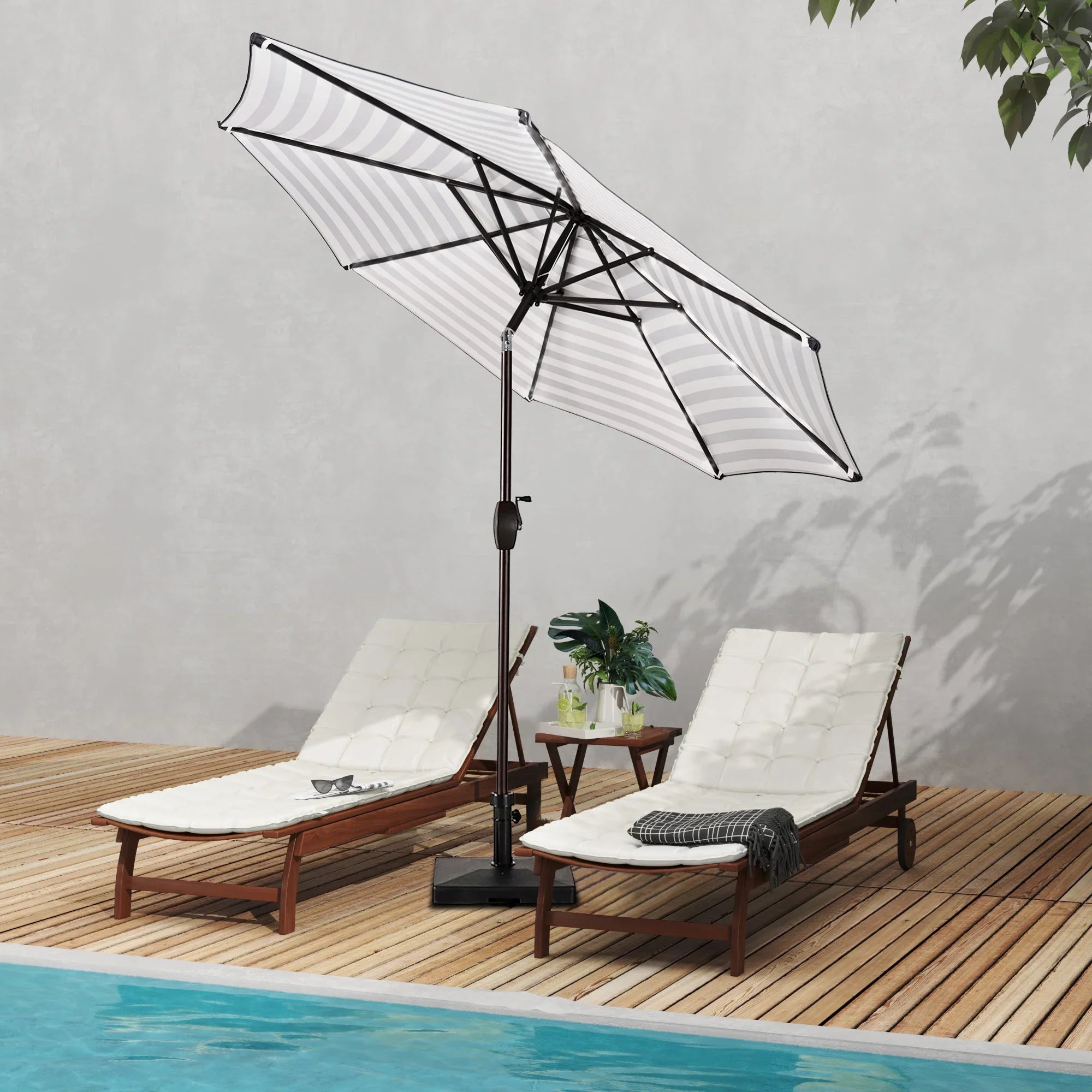Cabana 9 ft. Patio Table Umbrella with 50 lbs concrete weight base kit