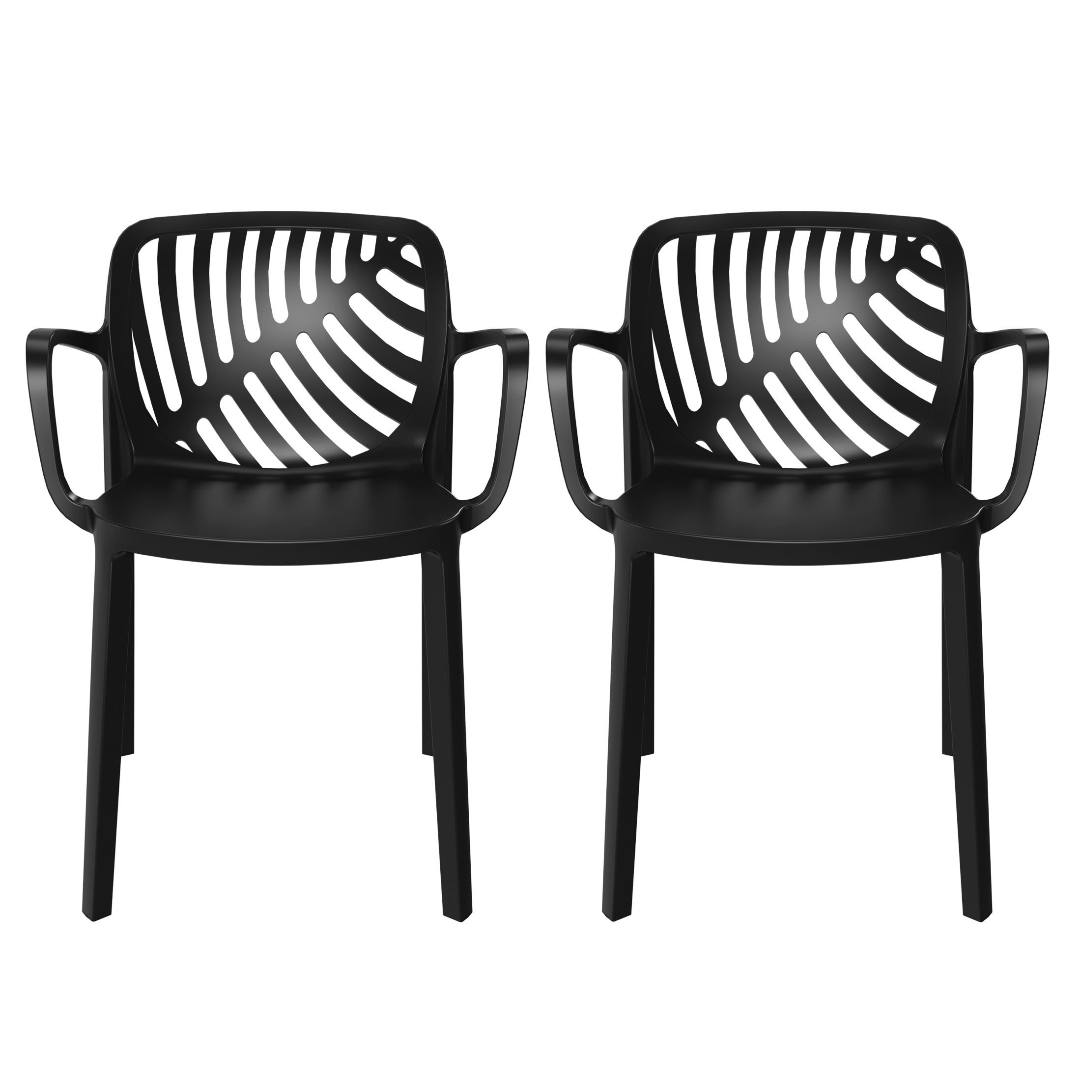 Sunshine Outdoor Modern Stackable Patio Dining Armchairs (Set of 2)