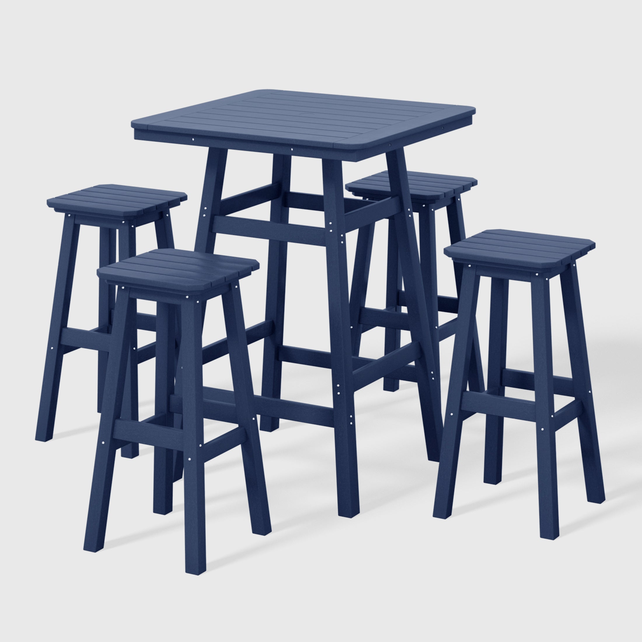 Paradise 5-Piece HDPE Outdoor Patio Dining Bar Bistro Table Set with Bar Stools