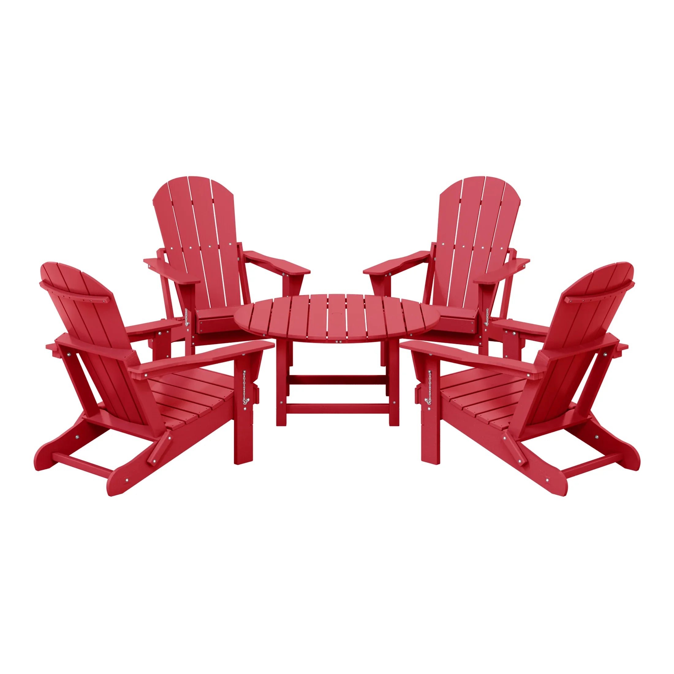 Paradise 5-Piece HDPE Folding Adirondack Chair Outdoor Patio Conversation Set