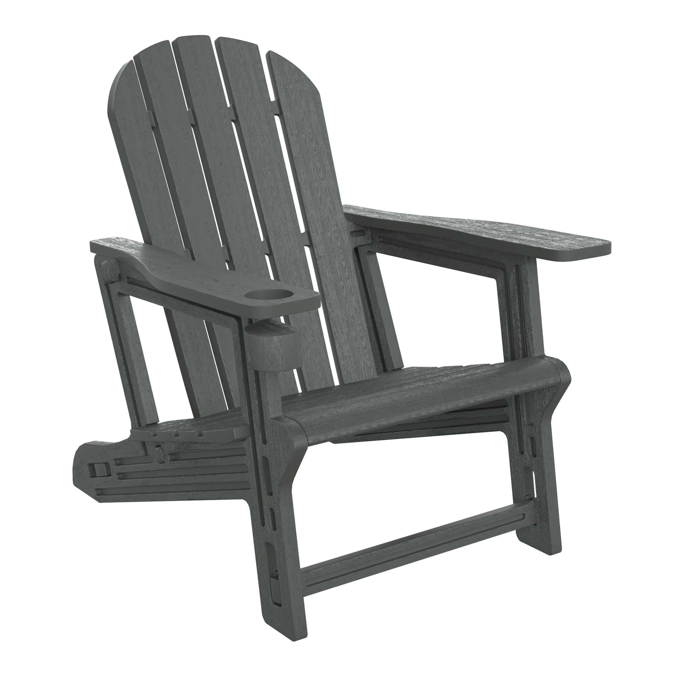 Cayman Tool-Free Assembly Outdoor Patio HDPE Plastic Adirondack Chair with Cup Holder (Set of 2)