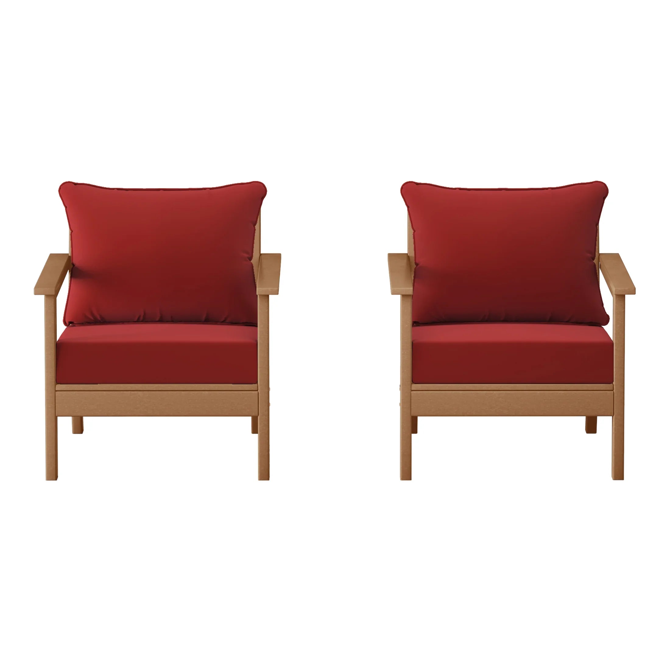 Portsmouth Outdoor Modern HDPE Patio Club Chairs with Deep Seat Cushions (Set of 2)