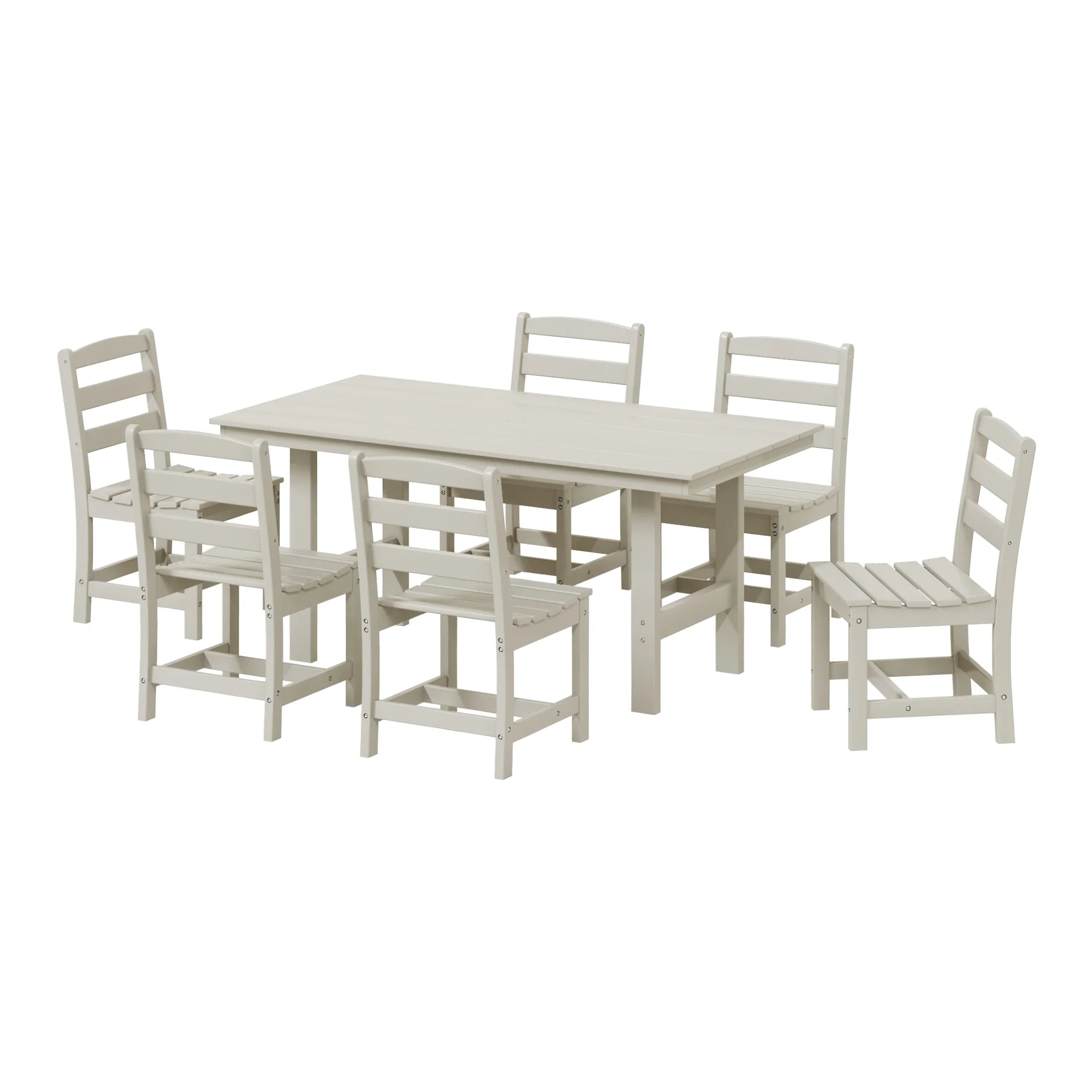 Palms 7-Piece HDPE Outdoor Rectangular Patio Dining Table Set with Side Chairs