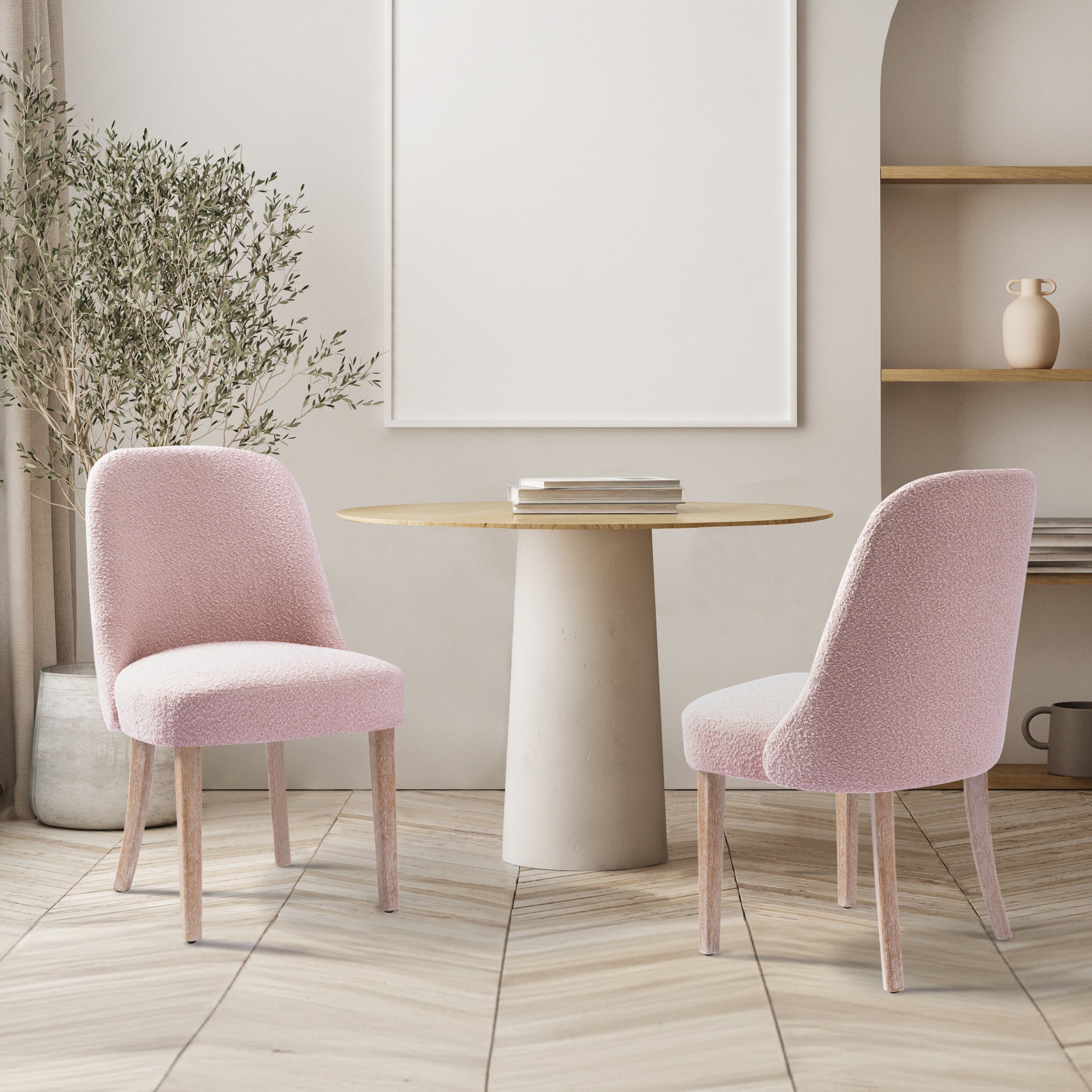 Amélie Mid-Century Modern Upholstered Boucle Dining Chair