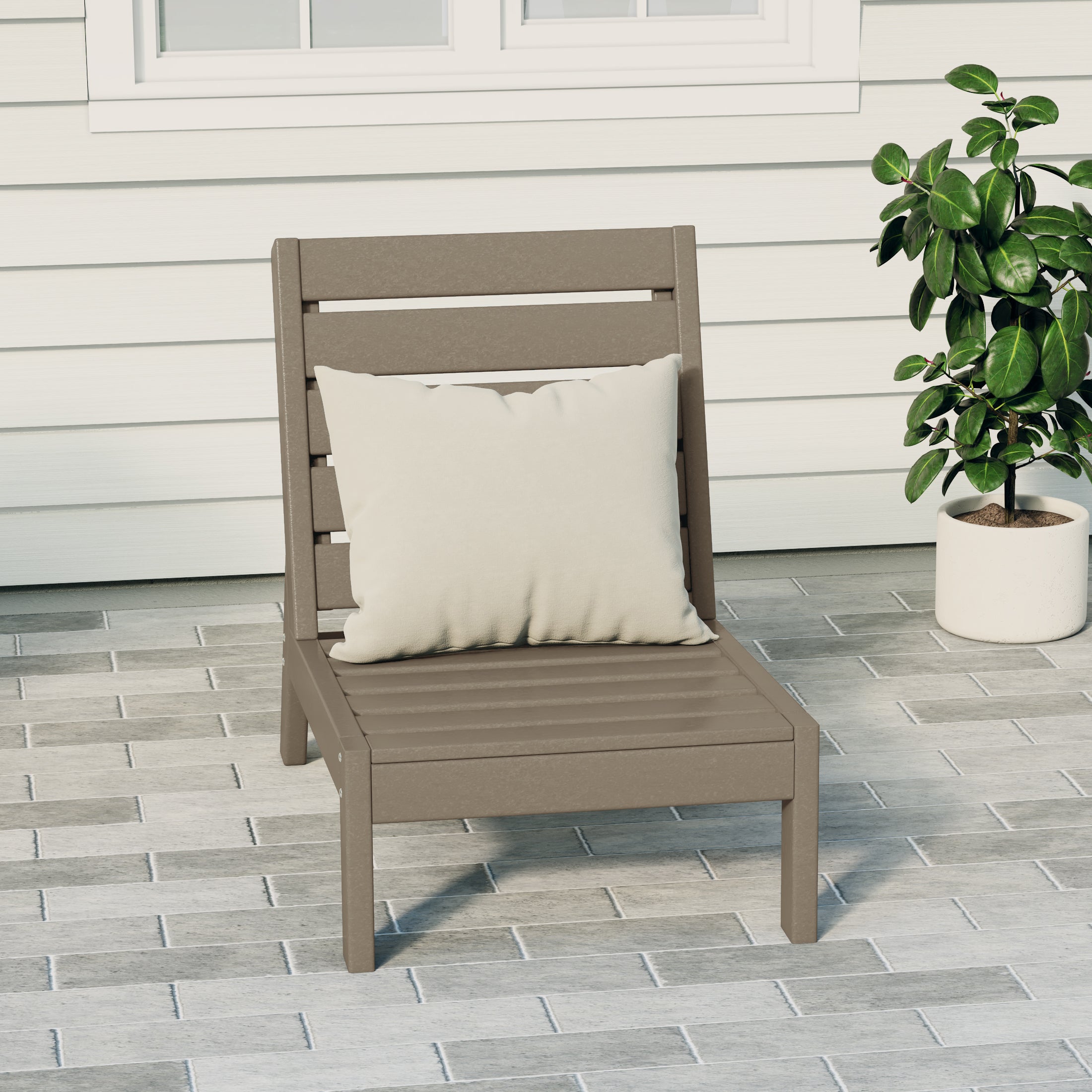 Portsmouth Outdoor HDPE Deep Seating Modular Armless Patio Chair