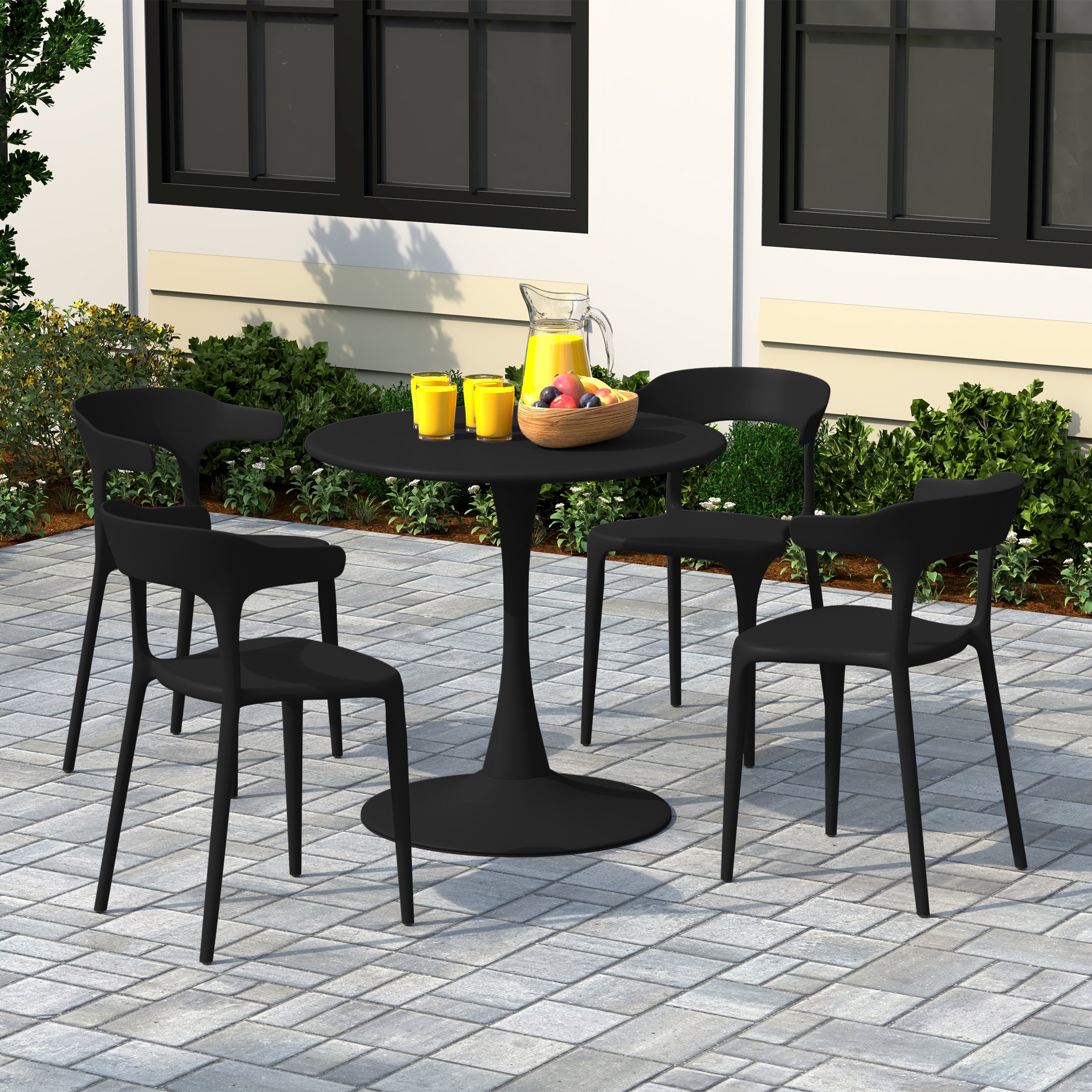 Sunshine Modern Stackable Resin Plastic Patio Dining Chair (Set of 4)