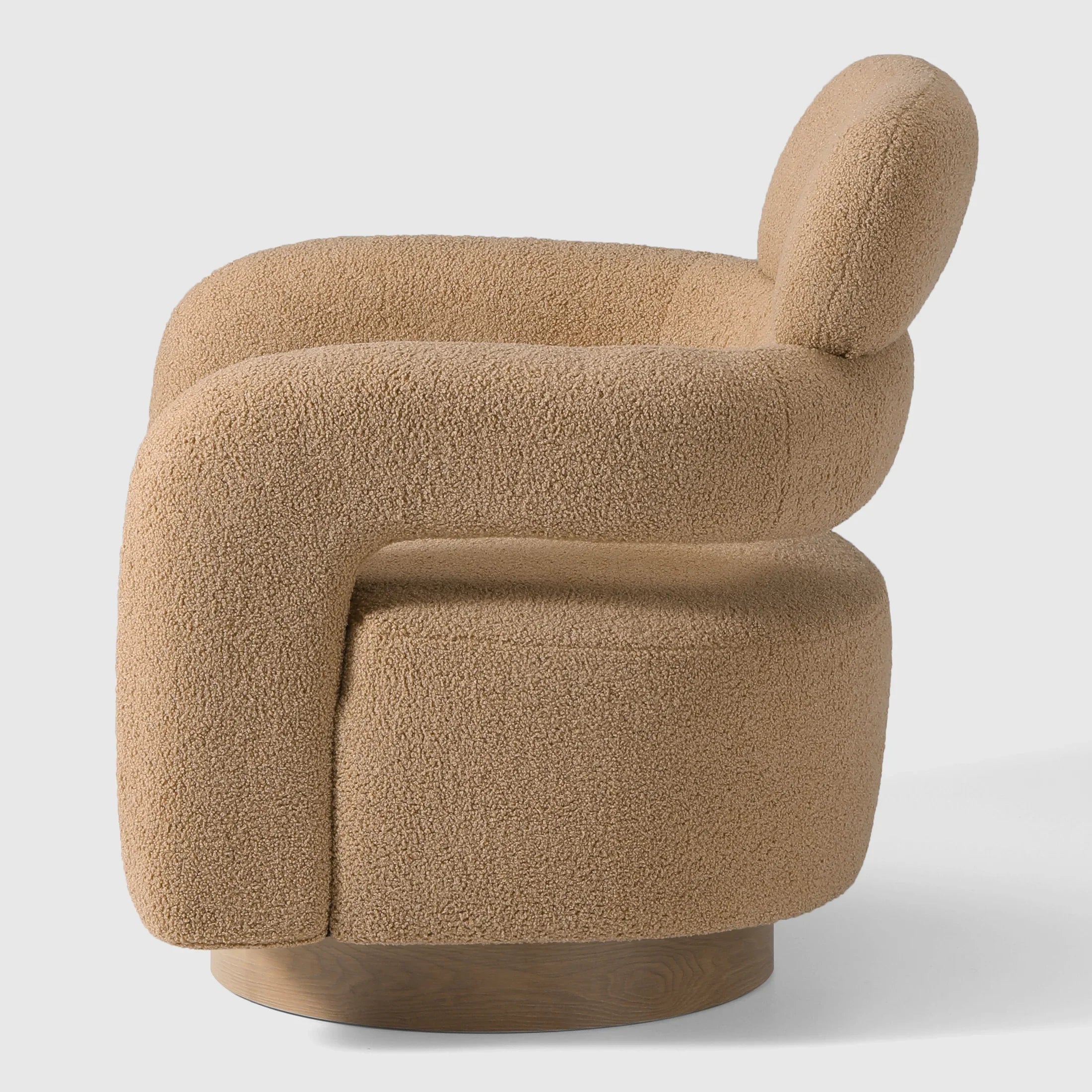 Celine Mid-Century Modern Sherpa Swivel Barrel Accent Chair With Storage Ottoman