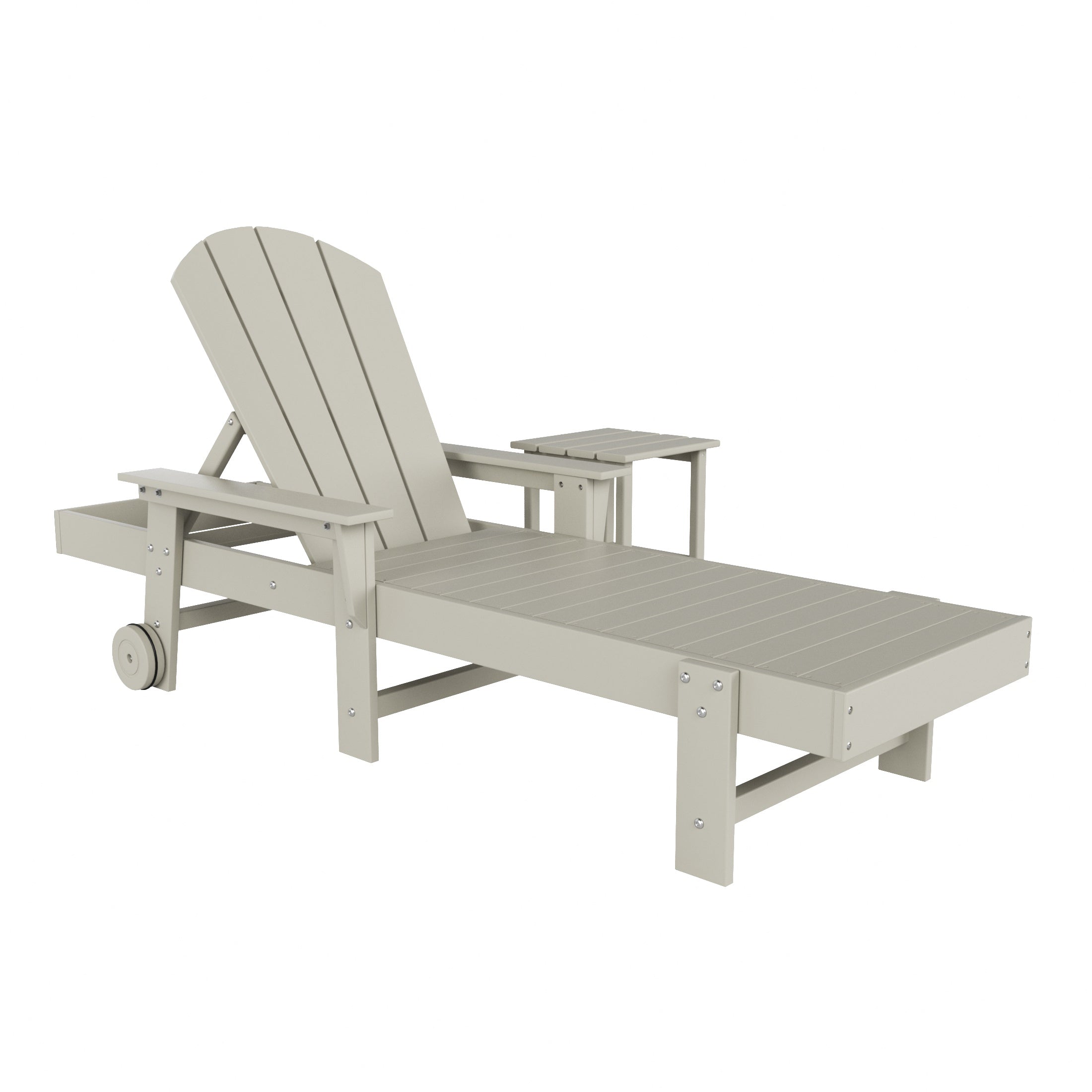 Paradise 2 Piece Adirondack Poly Reclining Chaise Lounge With Arms & Wheels