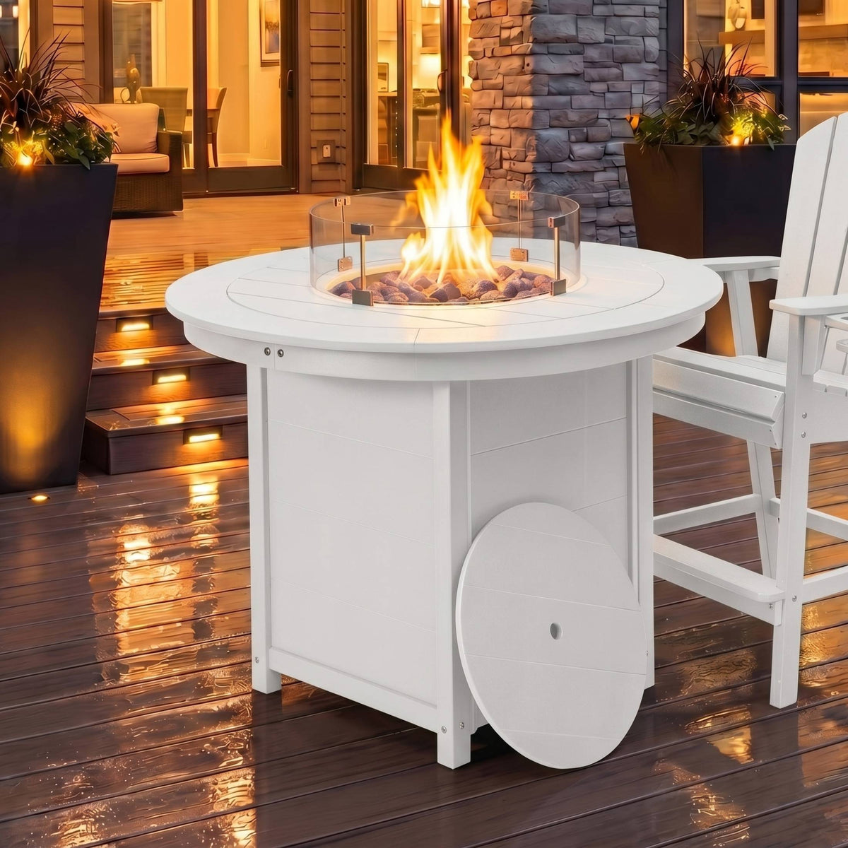 Sol 47" Modern Outdoor Patio Propane Round Counter Height Fire Pit Table