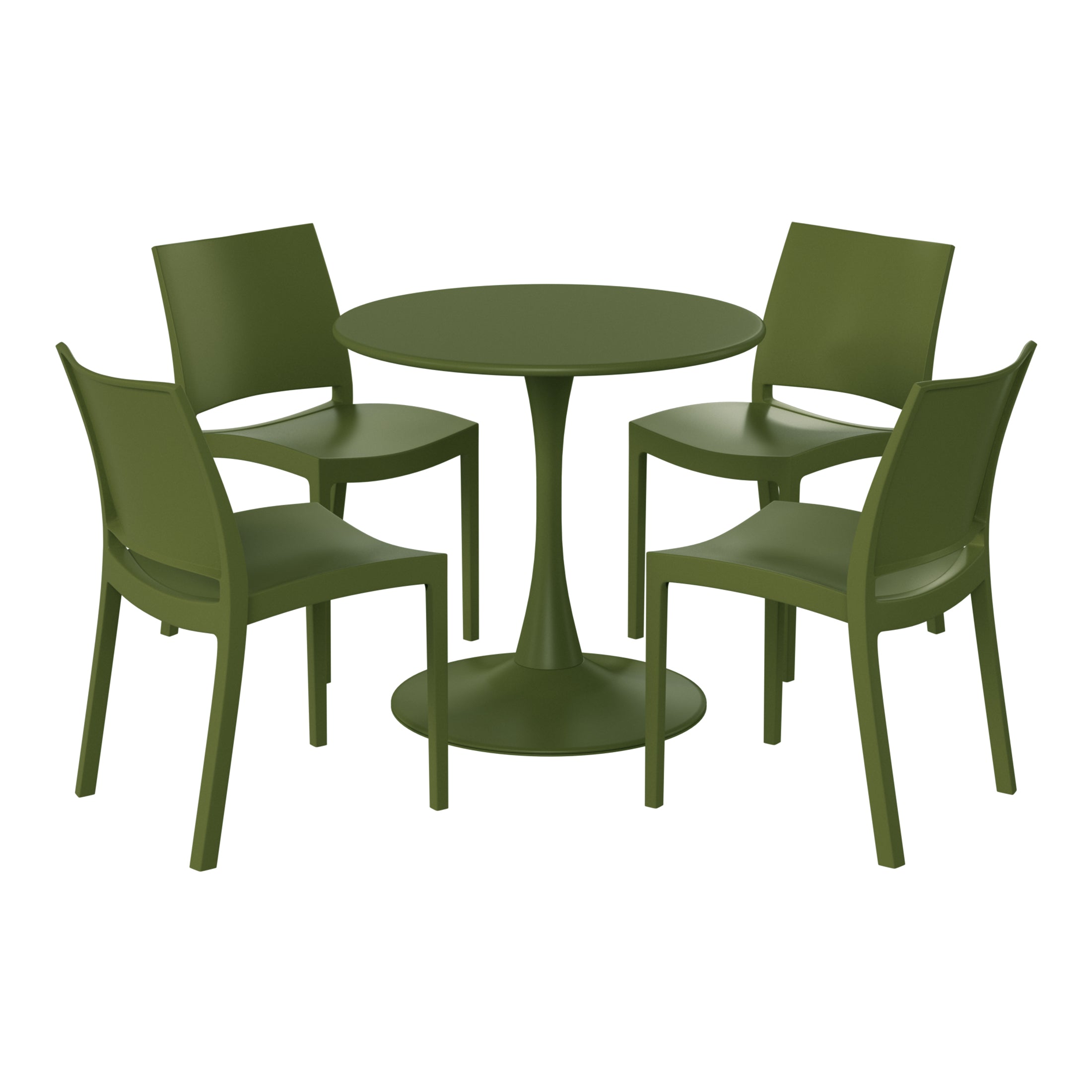 Sunshine 5-Piece Indoor Outdoor Round Metal Patio Dining Table Set With Stackable Patio Dining Side Chairs
