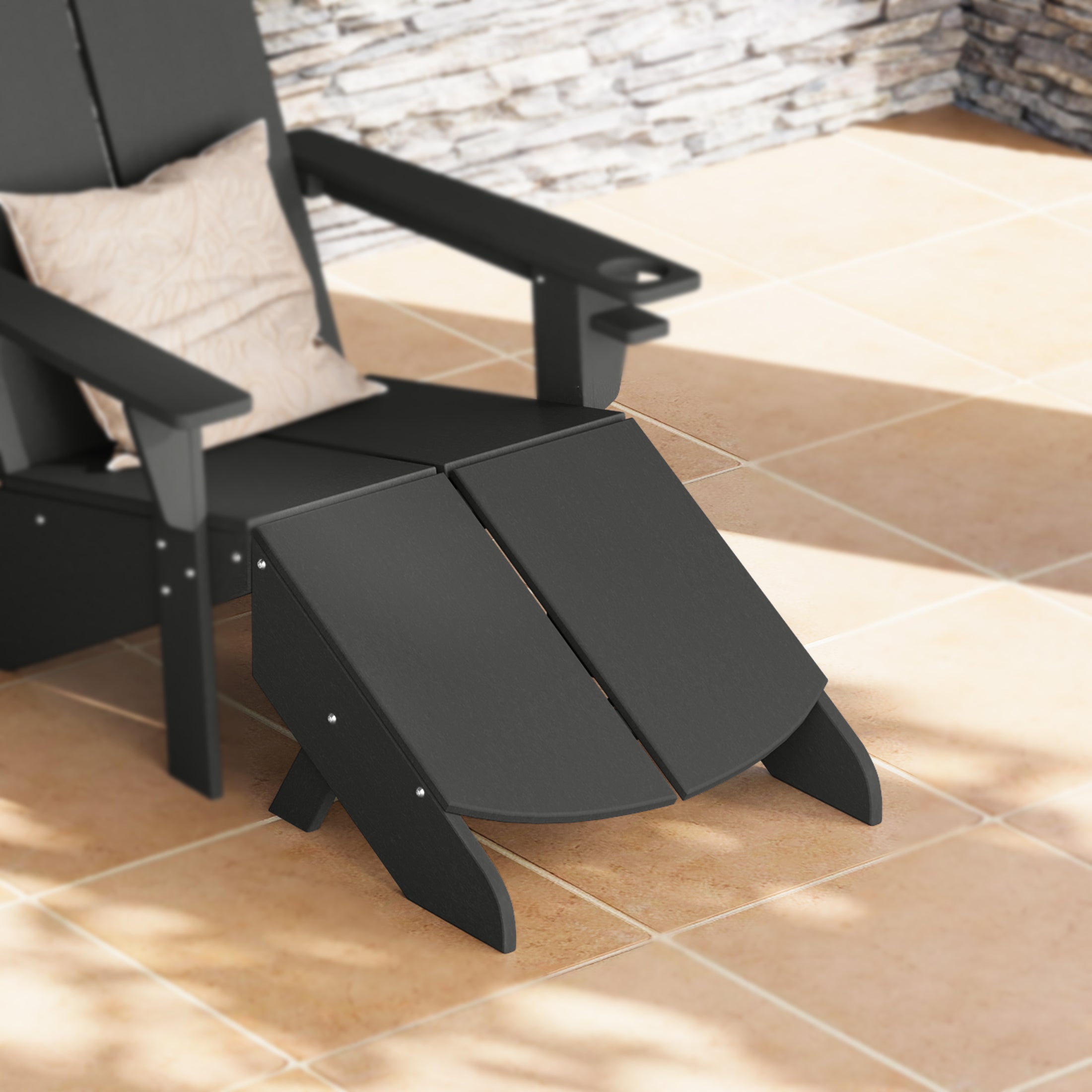 Seaview Modern HDPE Plastic Folding Patio Adirondack Ottoman