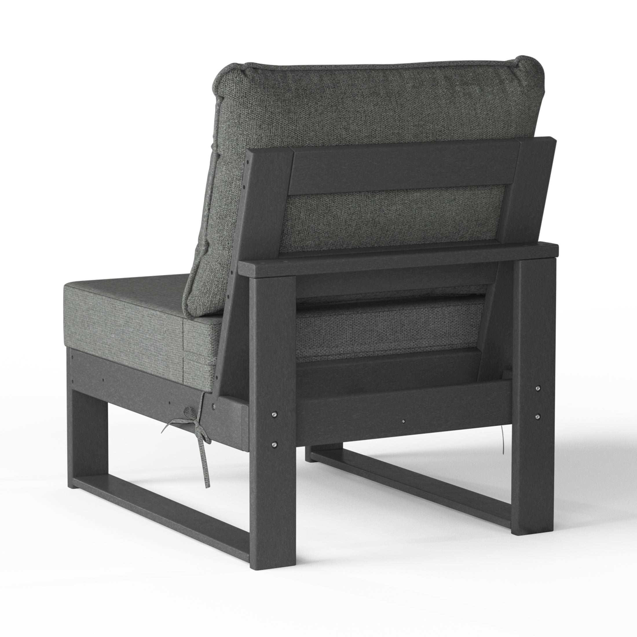 Rockaway Outdoor HDPE Sectional Armless Chair with Water-Proof Patio Cushions