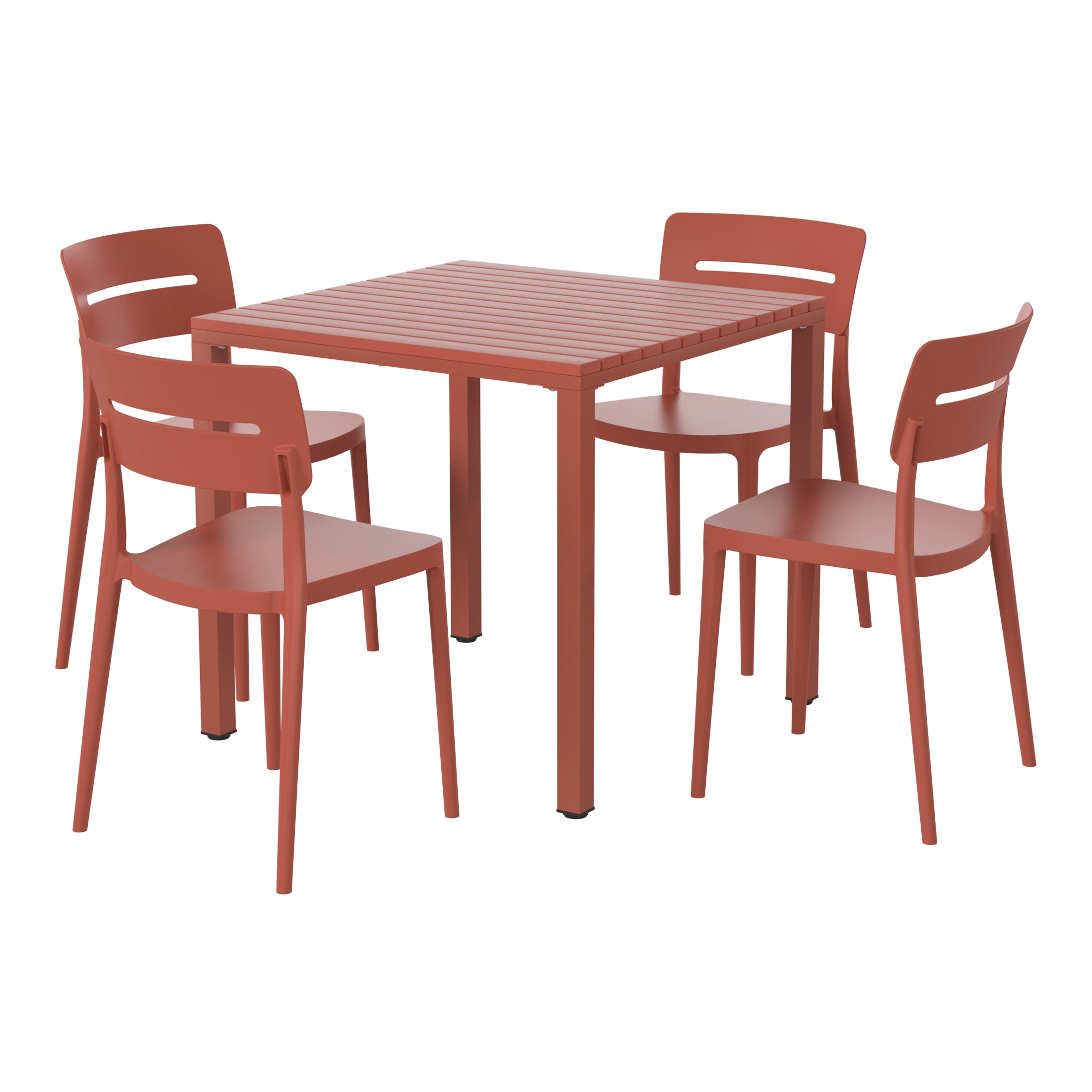 Sunshine 5-Piece Outdoor Metal Frame Dining Table Patio Set with Stackable Patio Dining Chairs