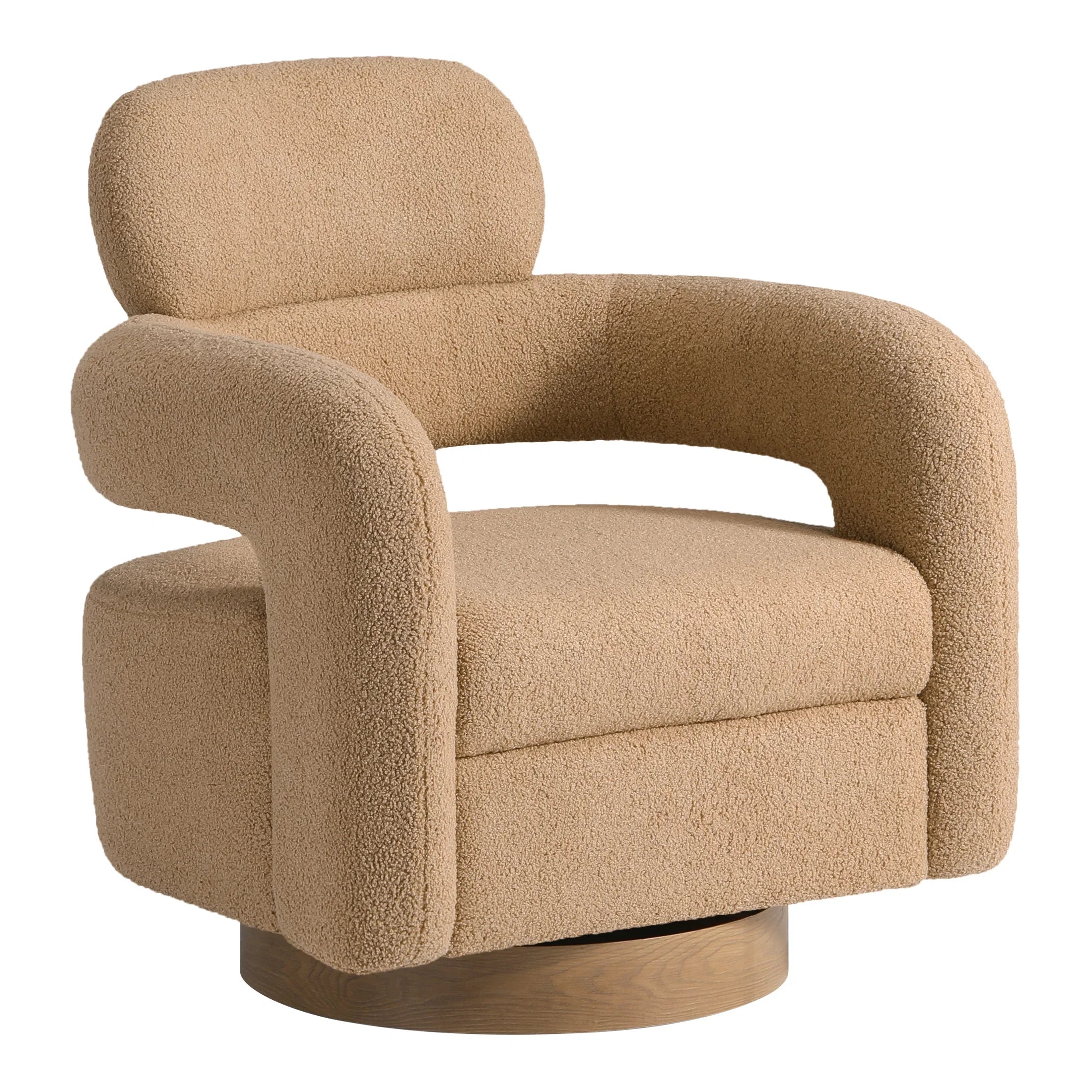 Celine Mid-Century Modern Sherpa Swivel Barrel Accent Chair (Set of 2)