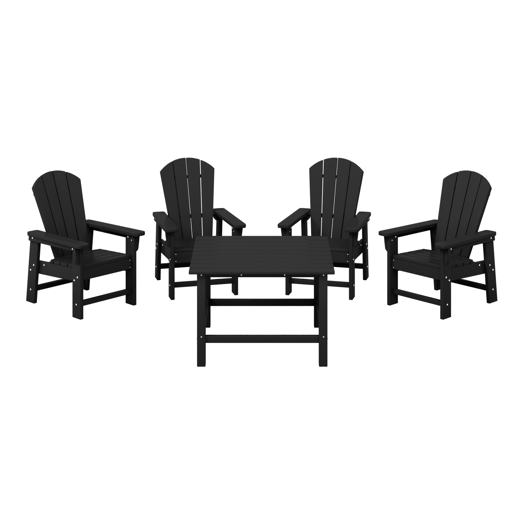 Paradise Kids 5-Piece HDPE Outdoor Square Patio Dining Table and Chairs Set