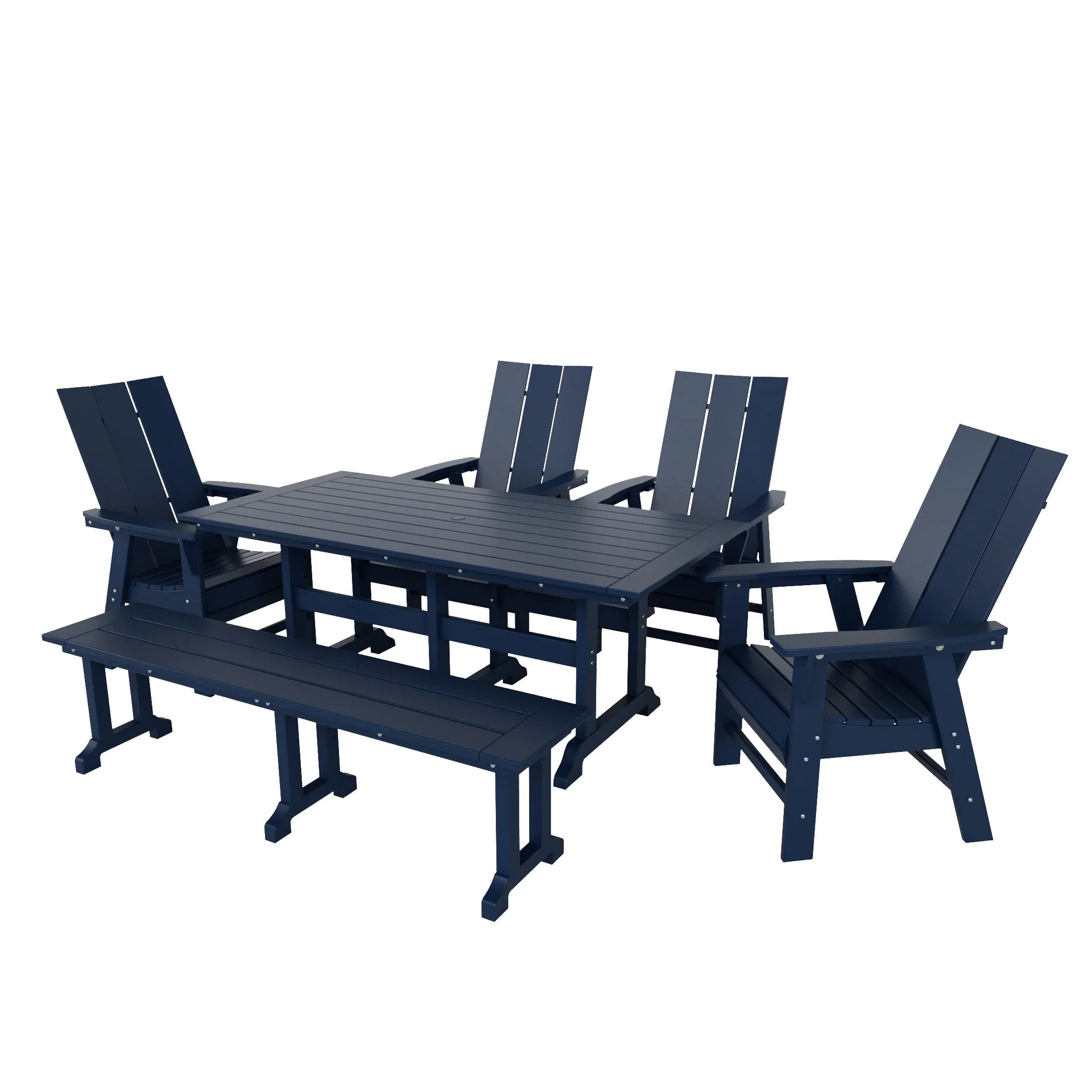 Palms 6 Piece Outdoor Patio Dining Table and Armchair Dining Bench Set