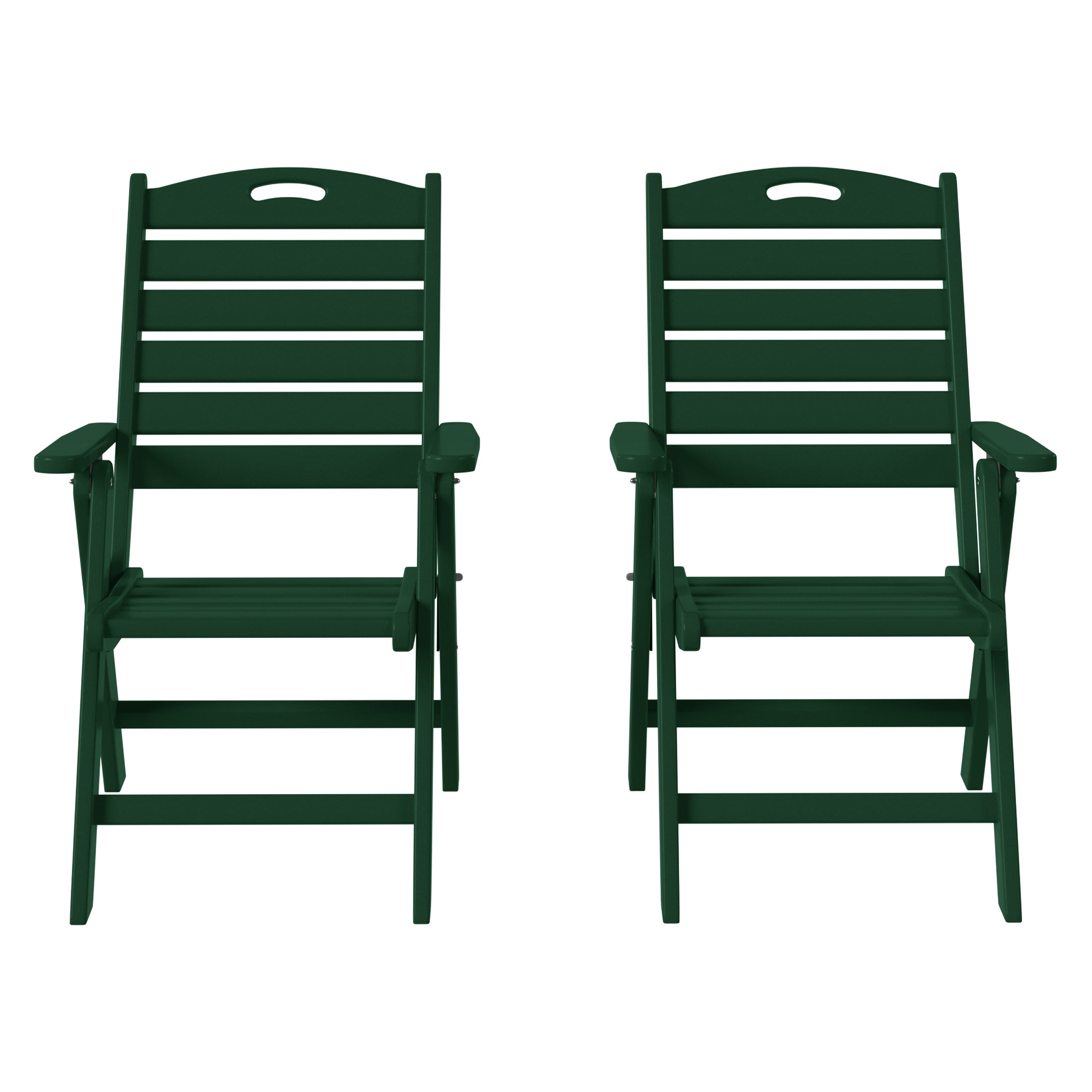 Cayman HDPE Adjustable Highback Folding Outdoor Patio Dining Chairs Set of 2