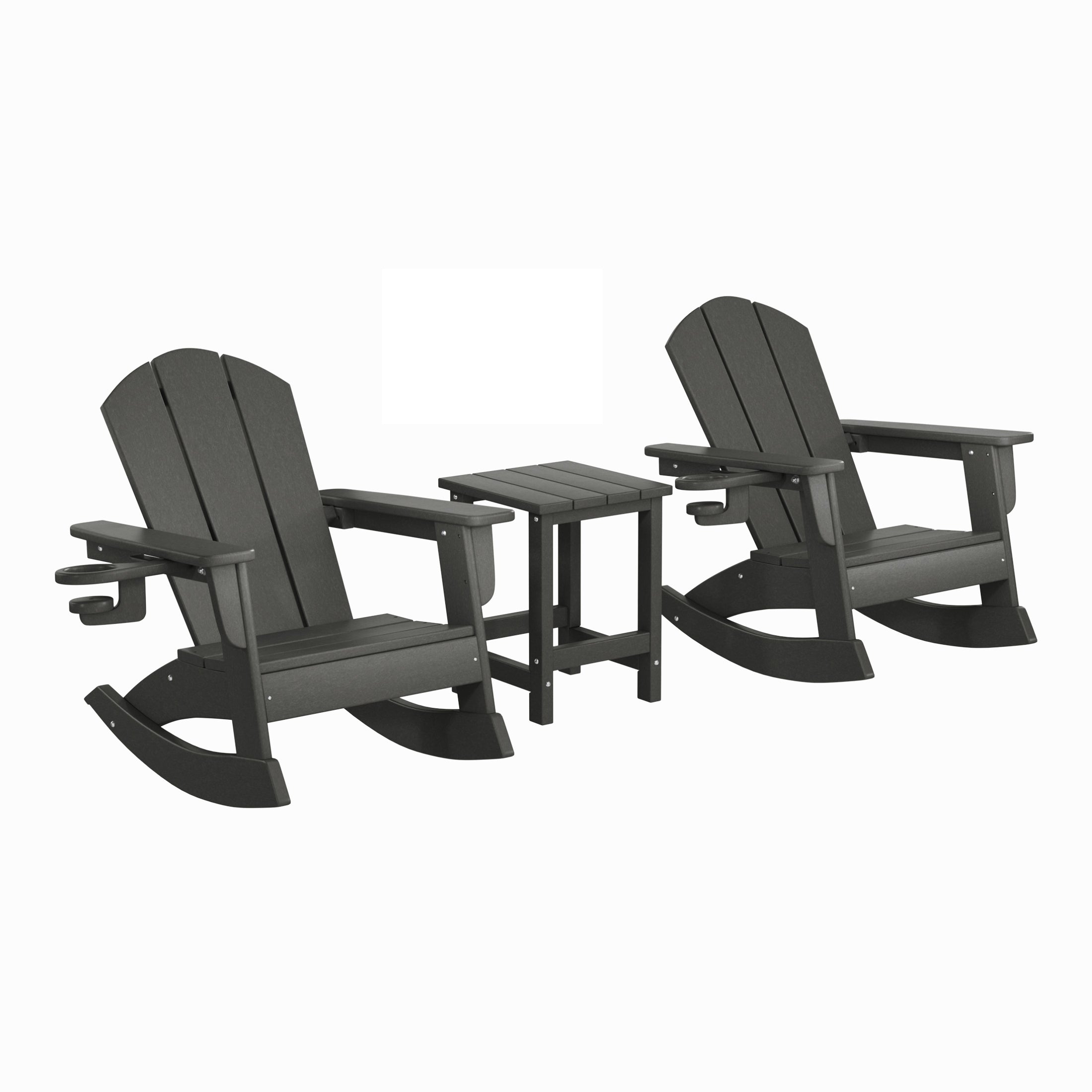 Paradise 3-Piece Kids Rocking Chair With Cup Holder and Square Side Table Set