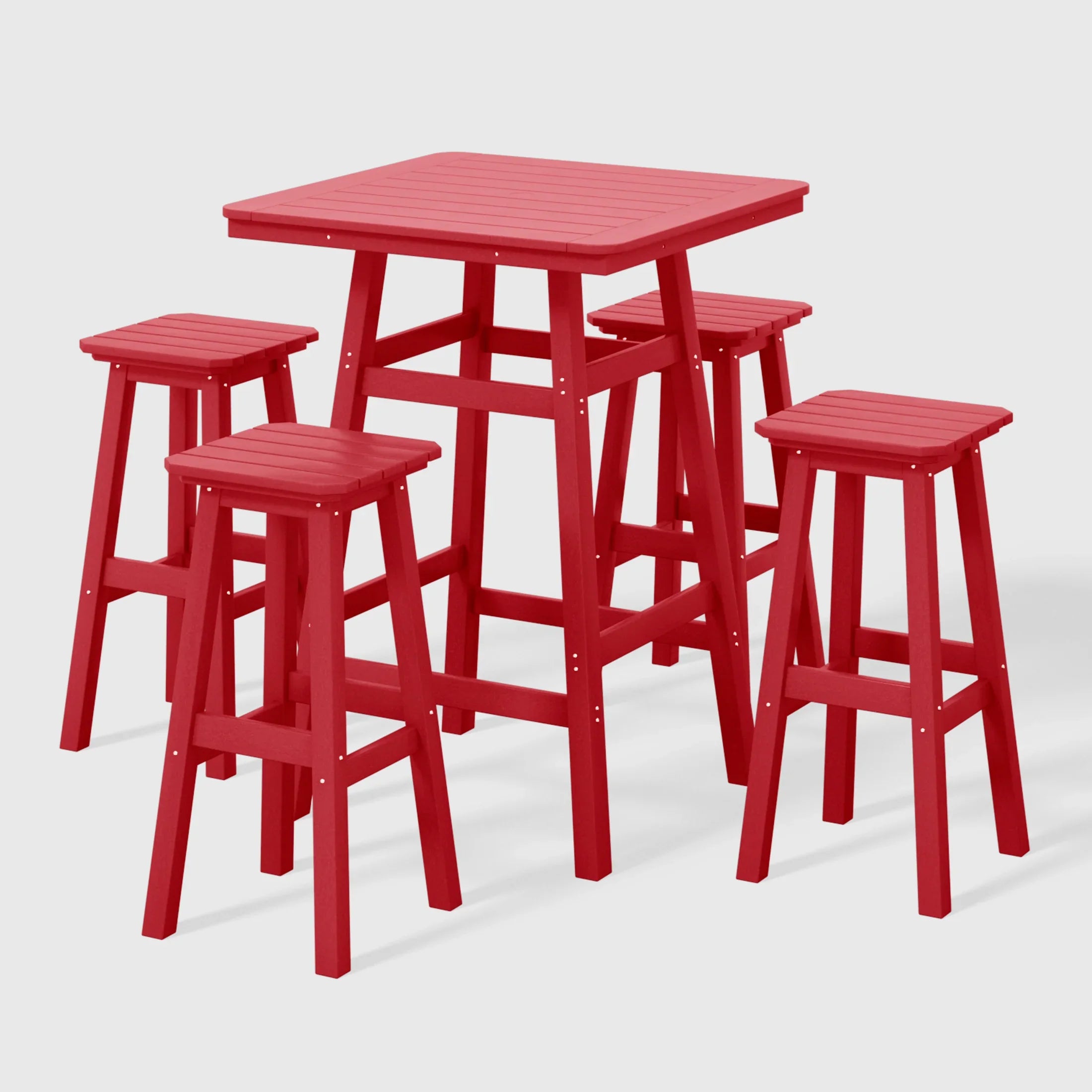 Paradise 5-Piece HDPE Outdoor Patio Dining Bar Bistro Table Set with Bar Stools