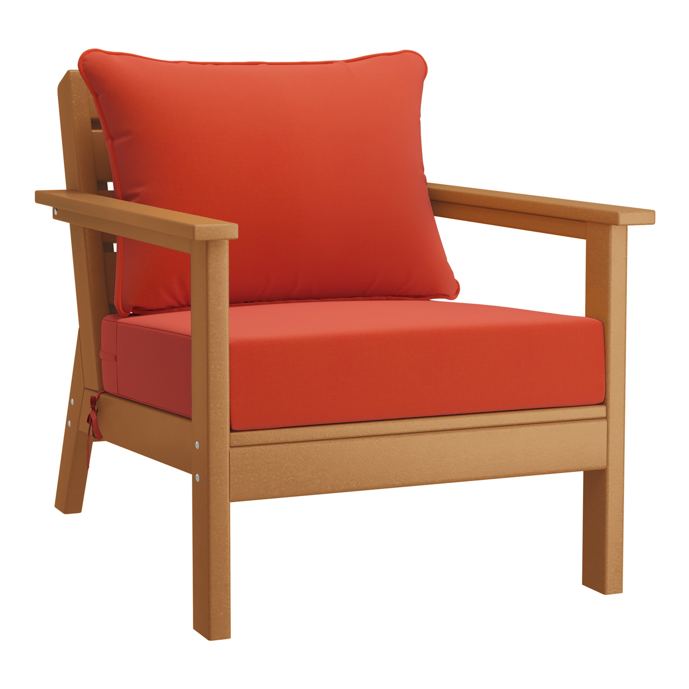 Portsmouth Outdoor Modern HDPE Patio Club Chairs with Deep Seat Cushions (Set of 2)