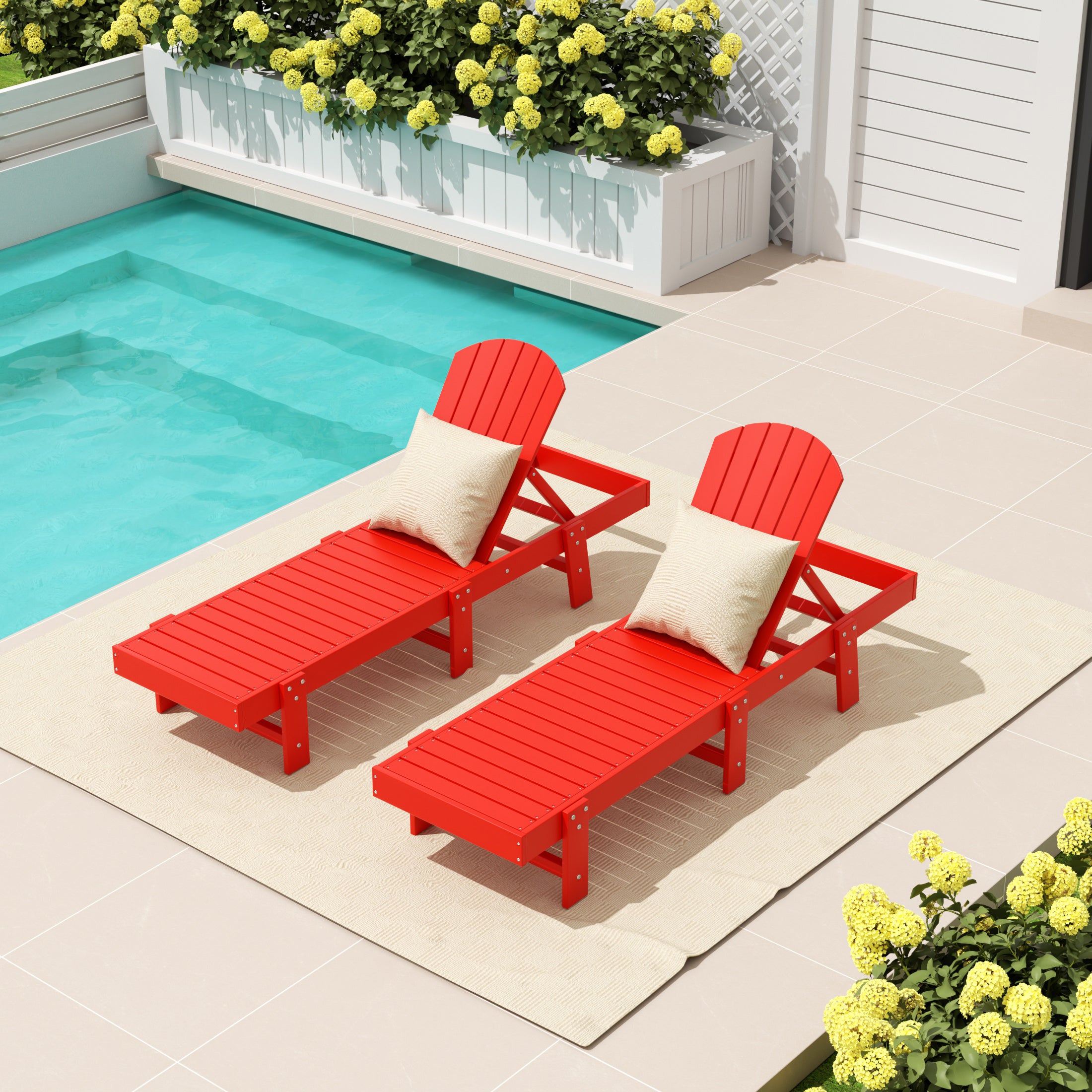 Portside Classic Adirondack Poly Reclining Chaise Lounge