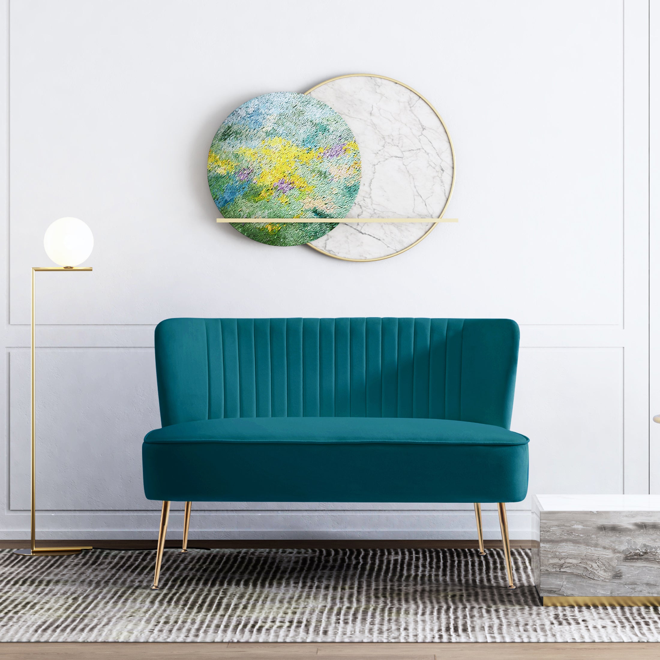 Alaia 46" Wide Upholstered Velvet Love Seat Sofa