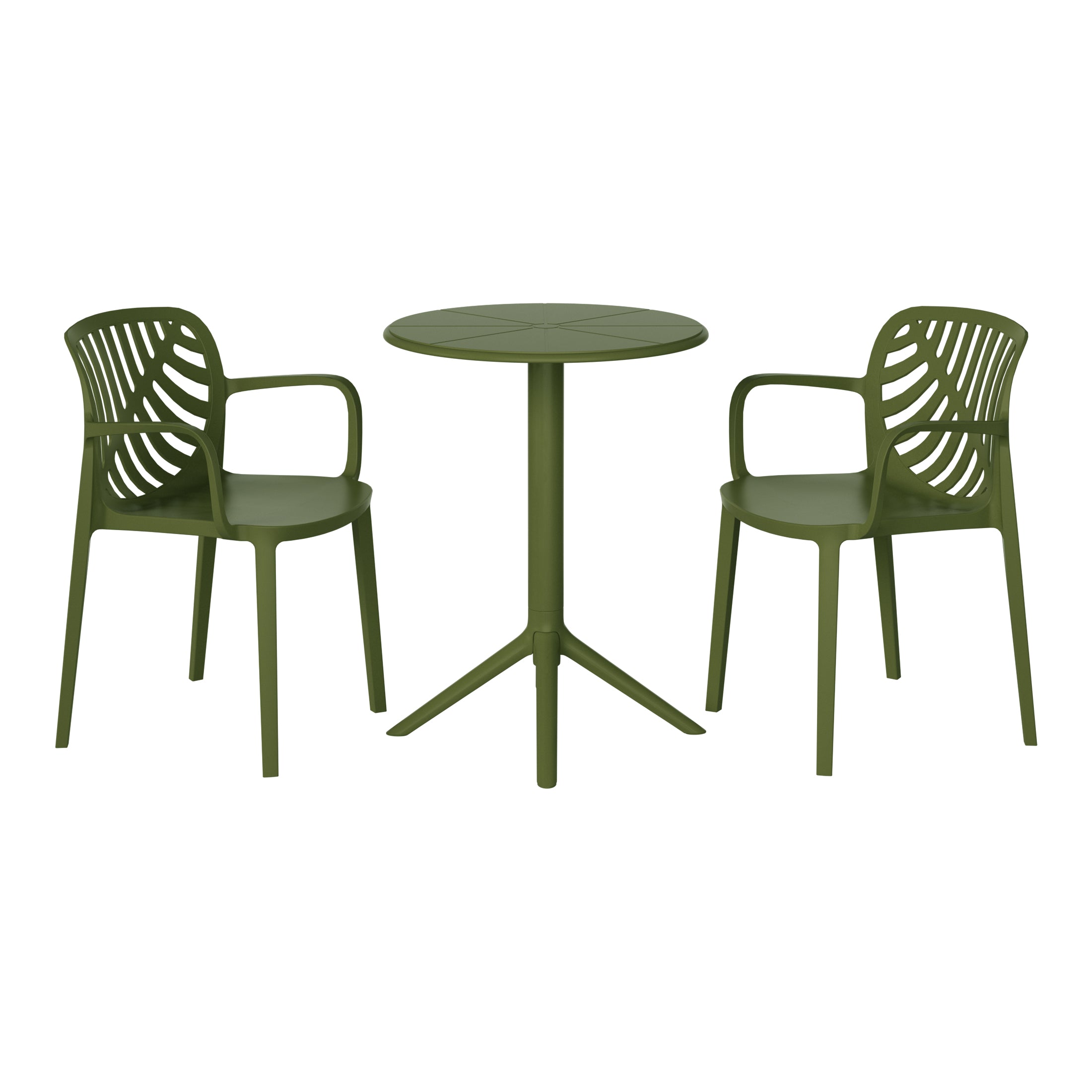 Sunshine 3-Piece Outdoor Resin Patio Bistro Table Set with Stackable Patio Dining Side Chairs For 2