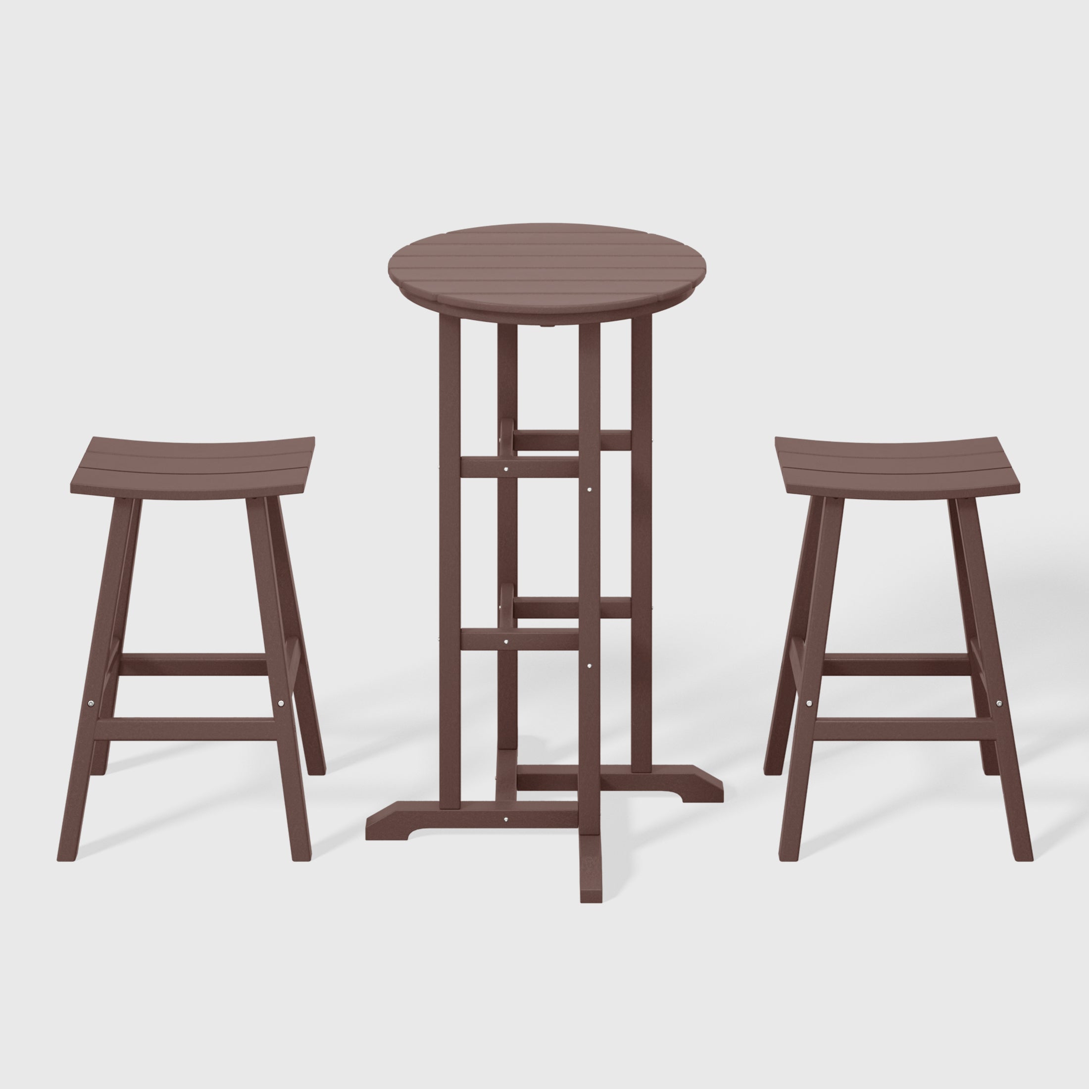 Paradise Outdoor Patio Bar Height Table and Bar Stool 3-Piece Dining Set